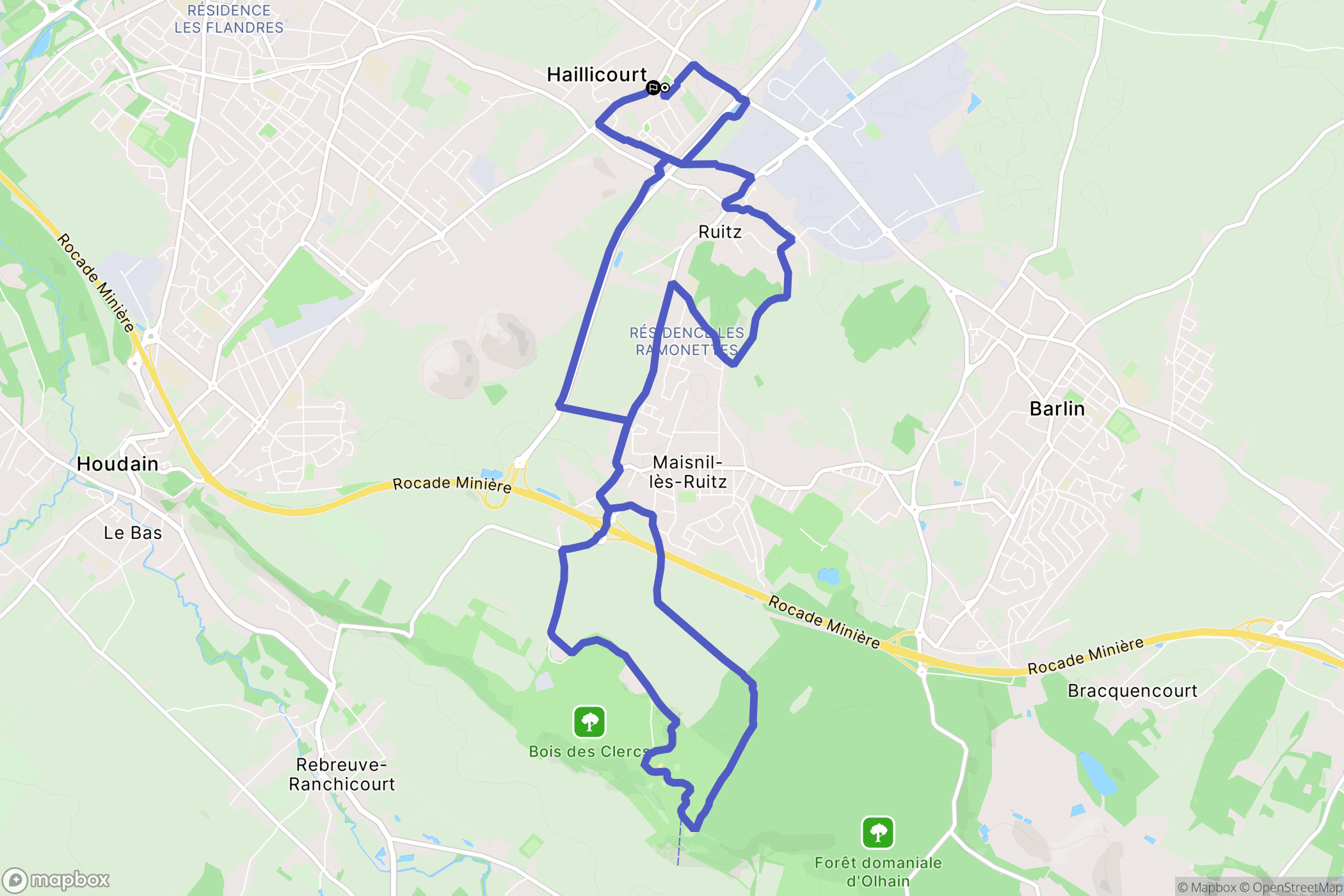Haillicourt : carte du parcours de randonnée - France