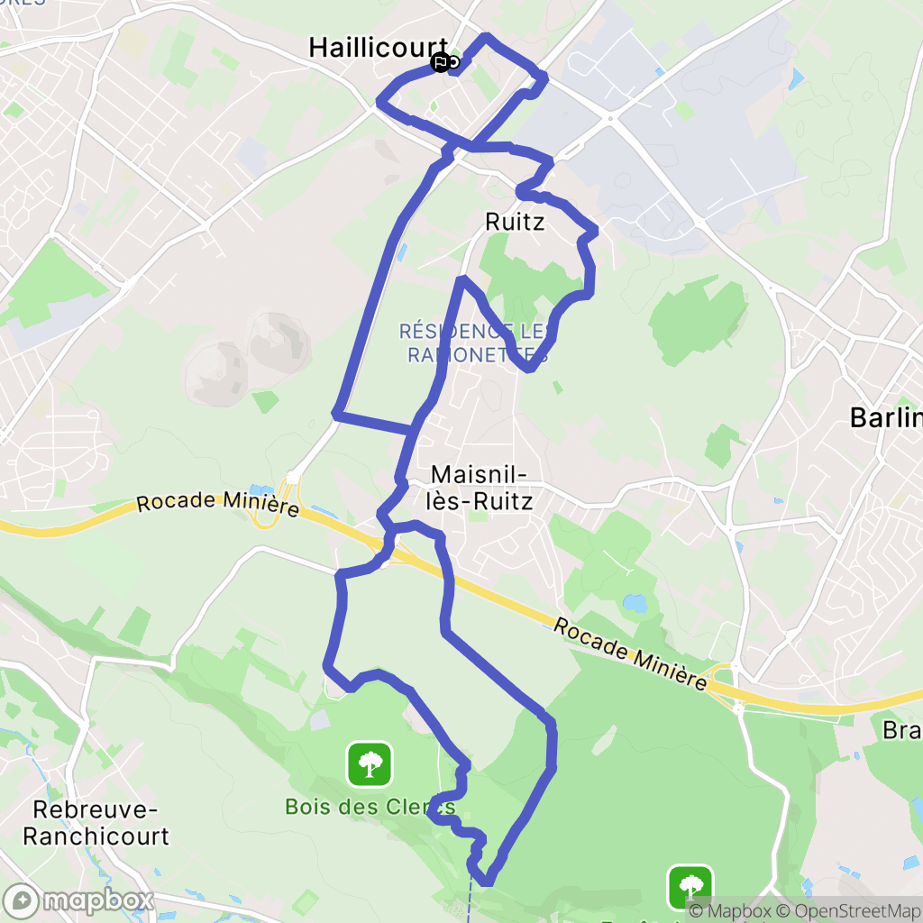 Haillicourt : carte du parcours de randonnée - France