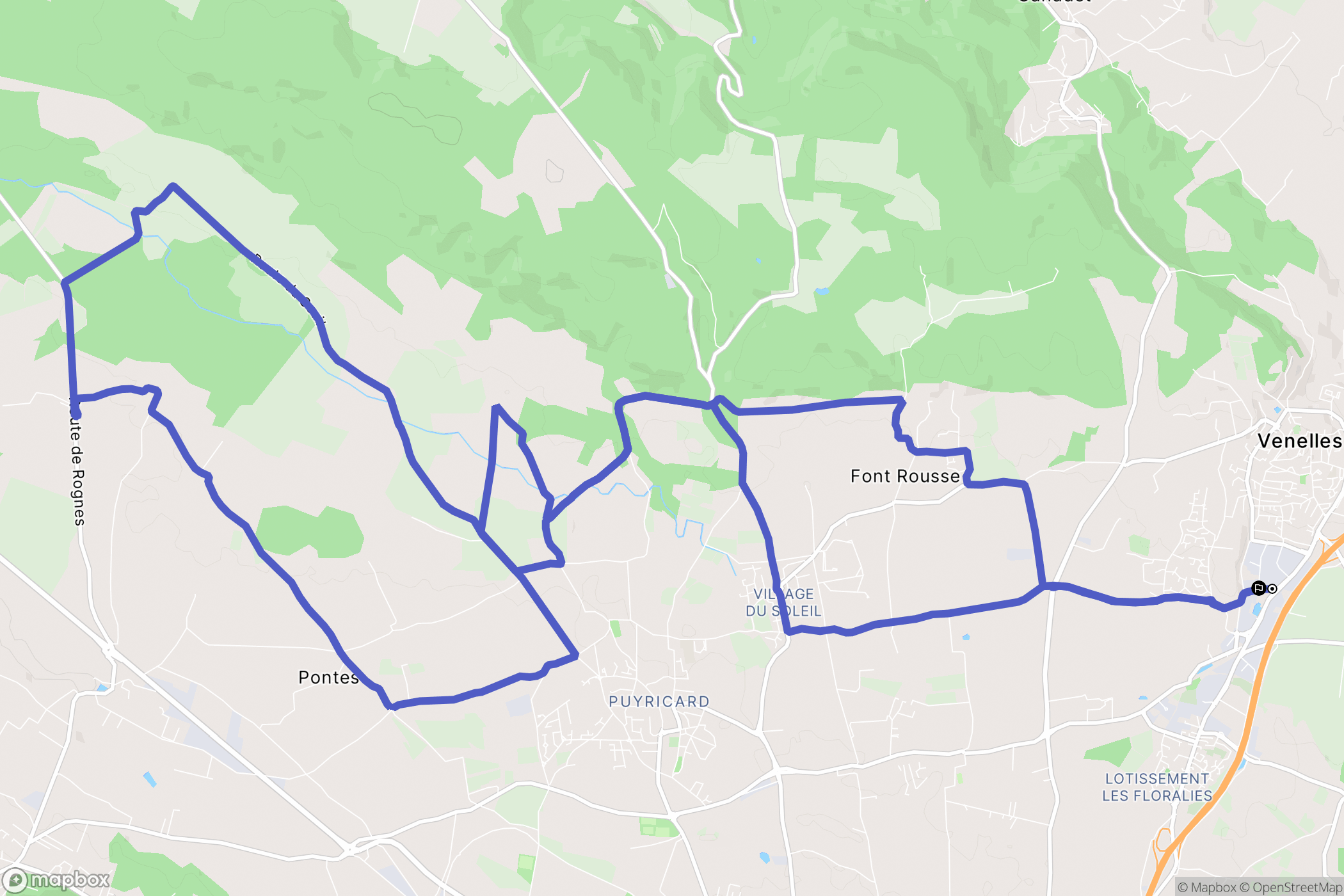 Venelles : carte du parcours de randonnée - France