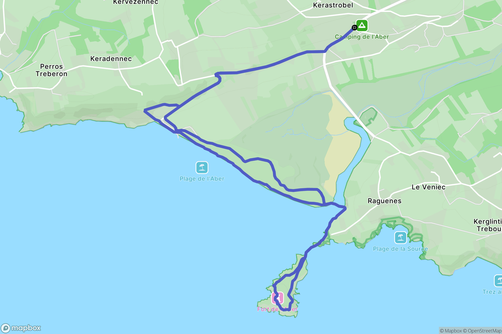 Crozon : carte du parcours de randonnée - France