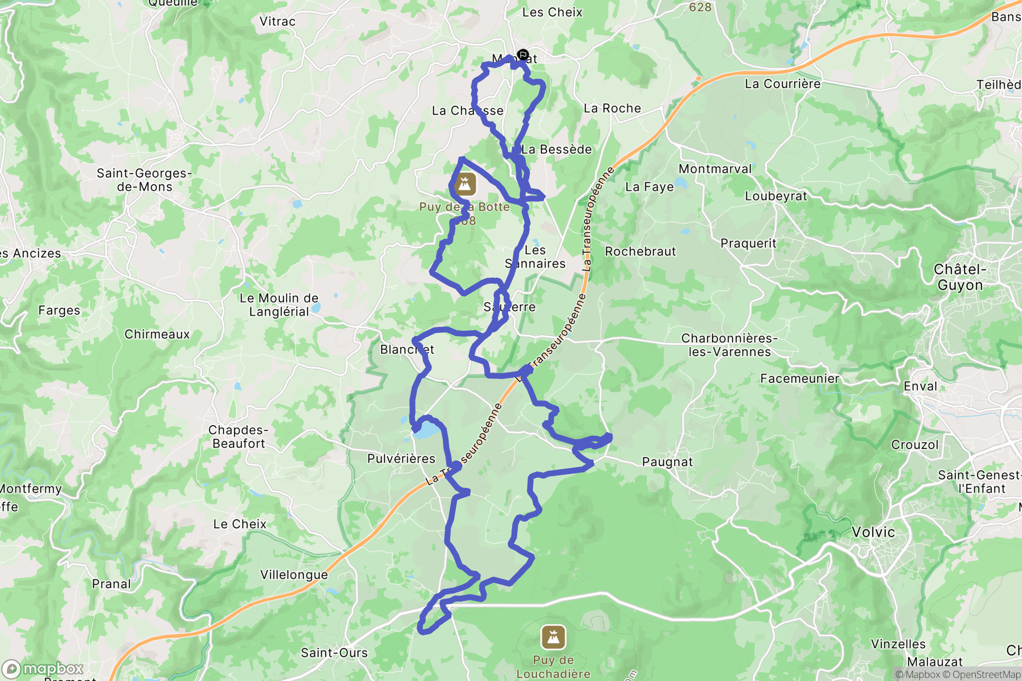 Manzat : carte du parcours de randonnée - France