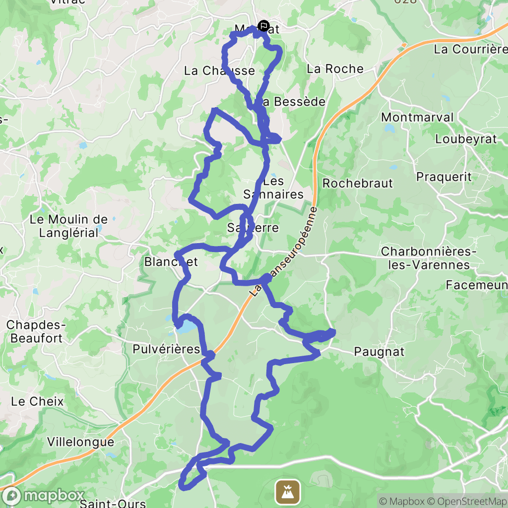 Manzat : carte du parcours de randonnée - France