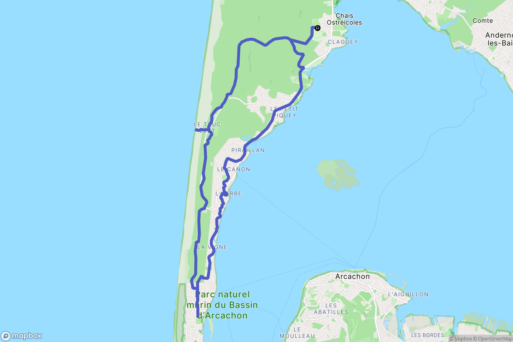 Lège-Cap-Ferret : carte du parcours de randonnée - France