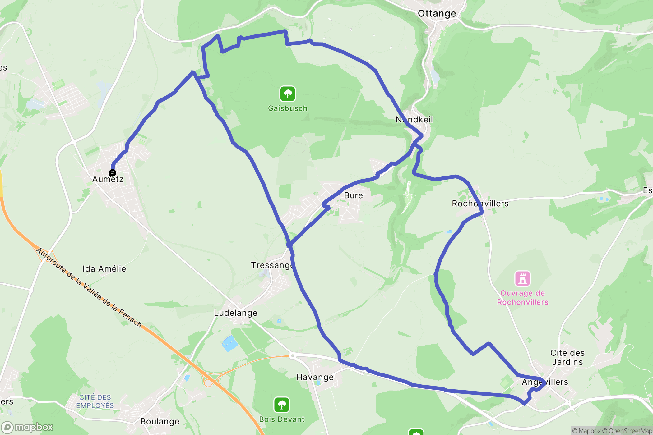 Aumetz : carte du parcours de randonnée - France