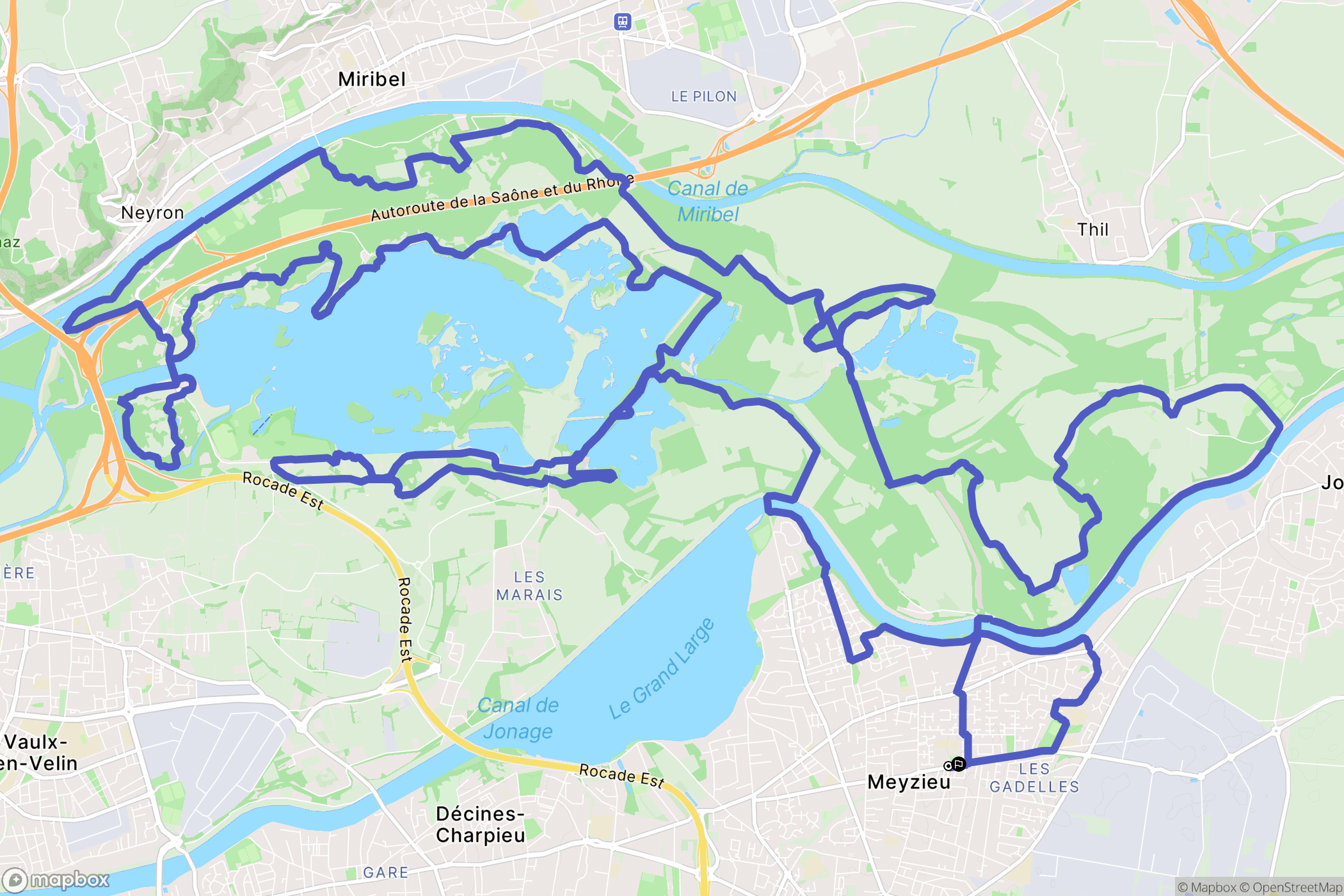 Meyzieu : carte du parcours de randonnée - France