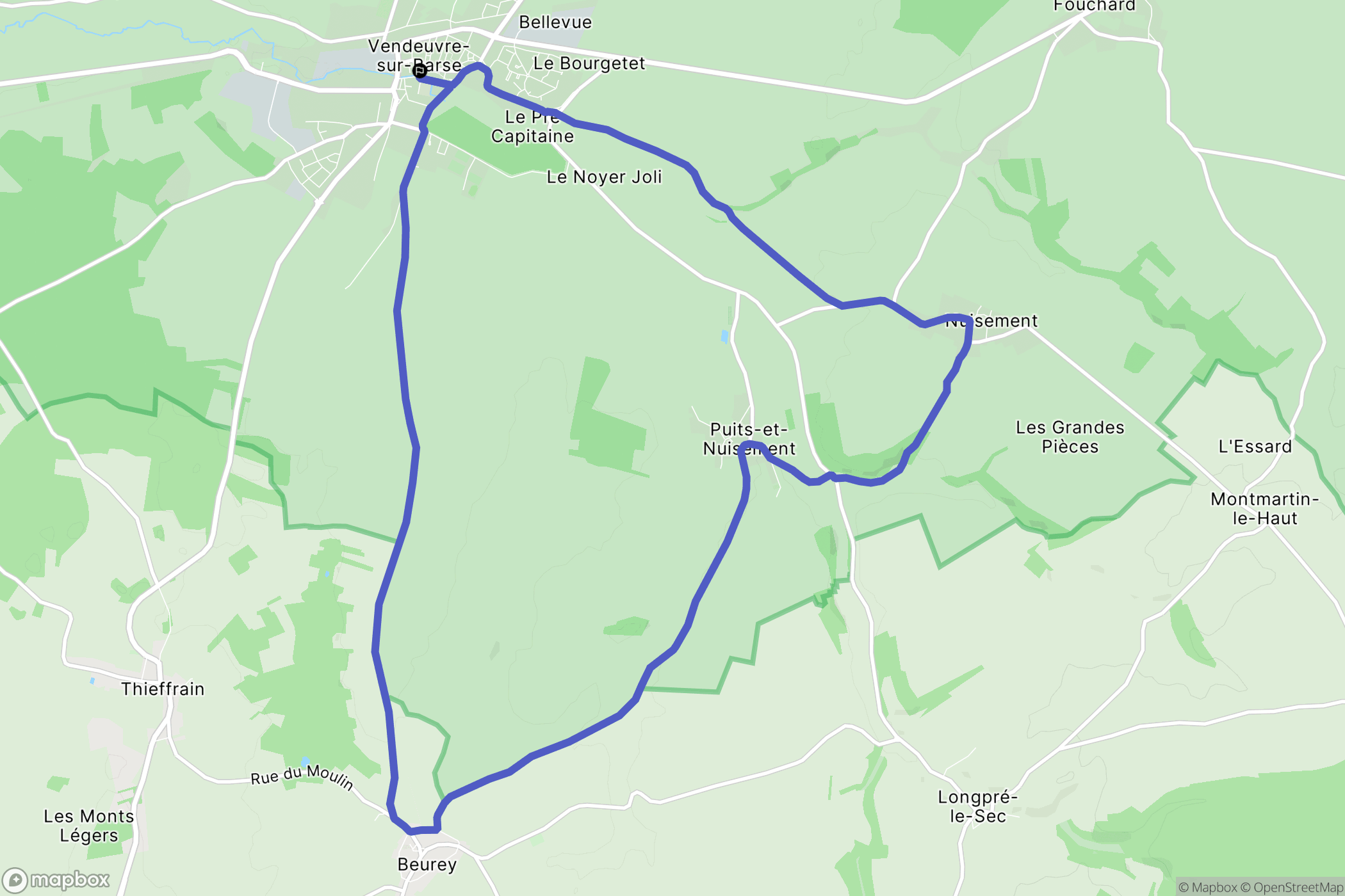 Vendeuvre-sur-Barse : carte du parcours de randonnée - France