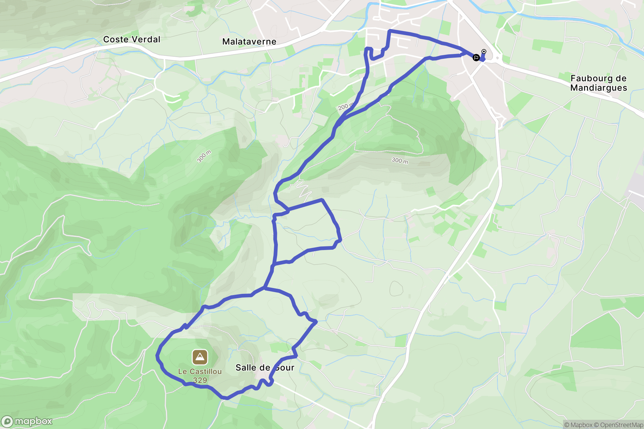 Saint-Hippolyte-du-Fort : carte du parcours de randonnée - France