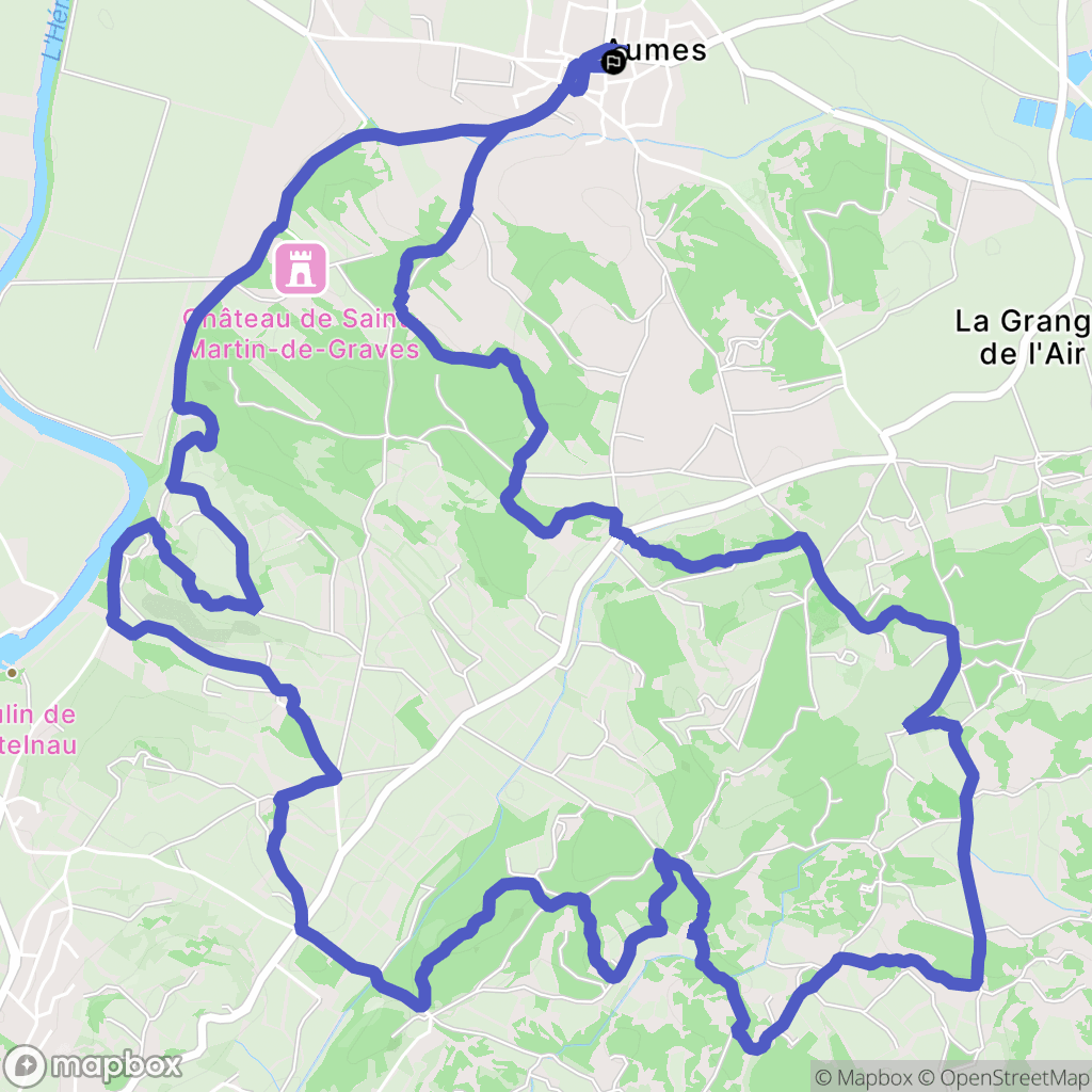Aumes : carte du parcours de randonnée - France