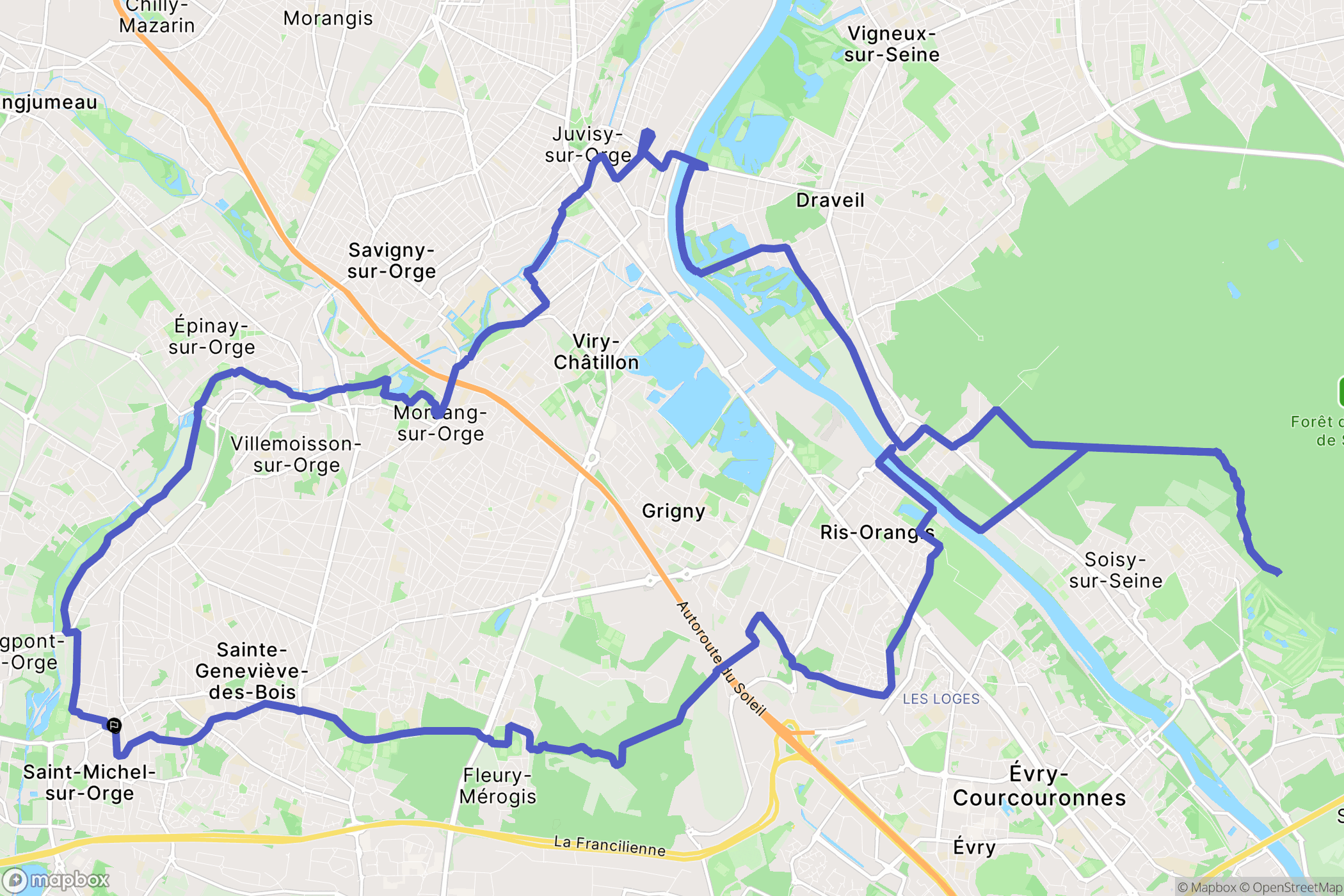 Saint-Michel-sur-Orge : carte du parcours de randonnée - France