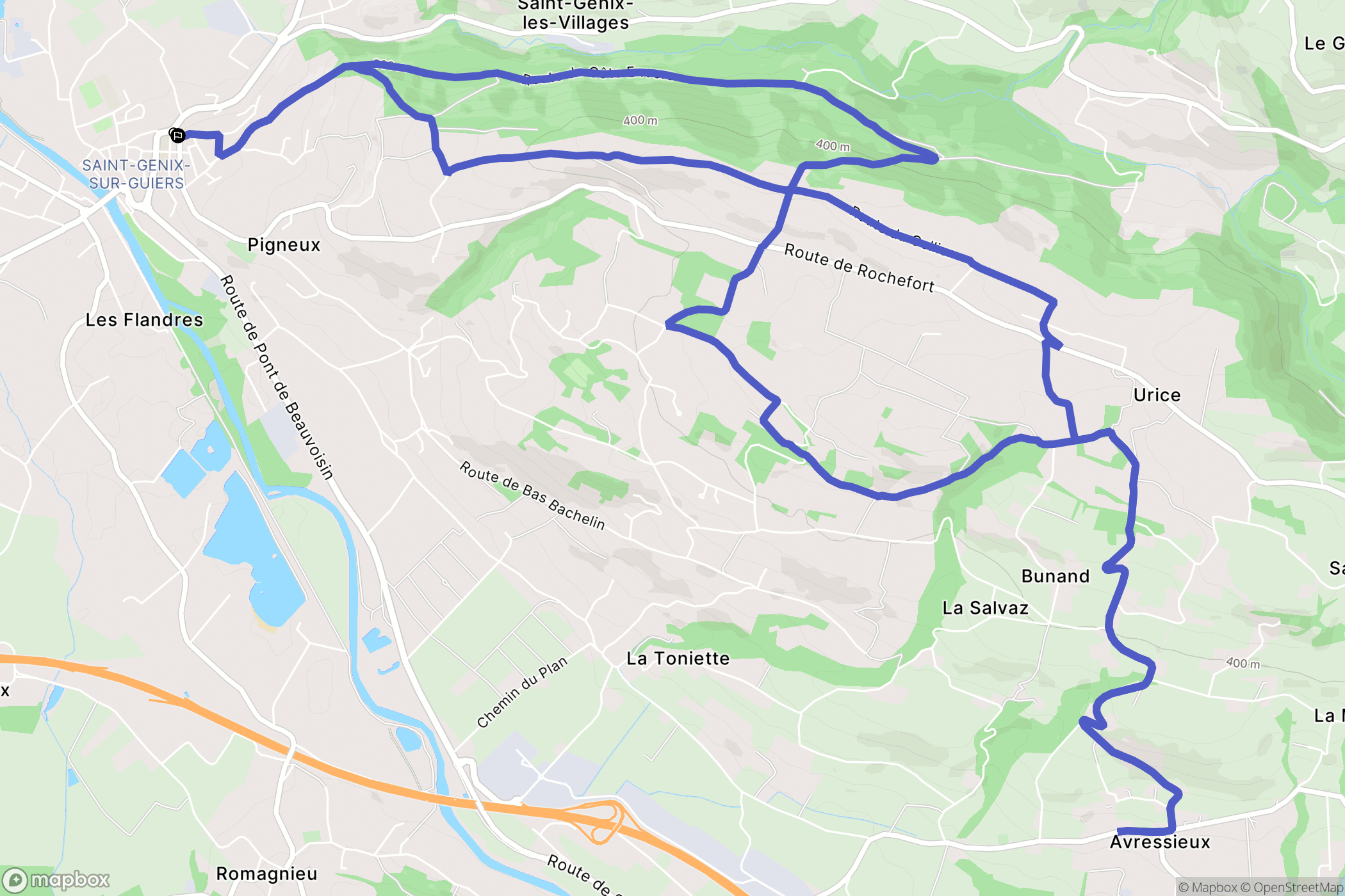 Saint-Genix-les-Villages : carte du parcours de randonnée - France