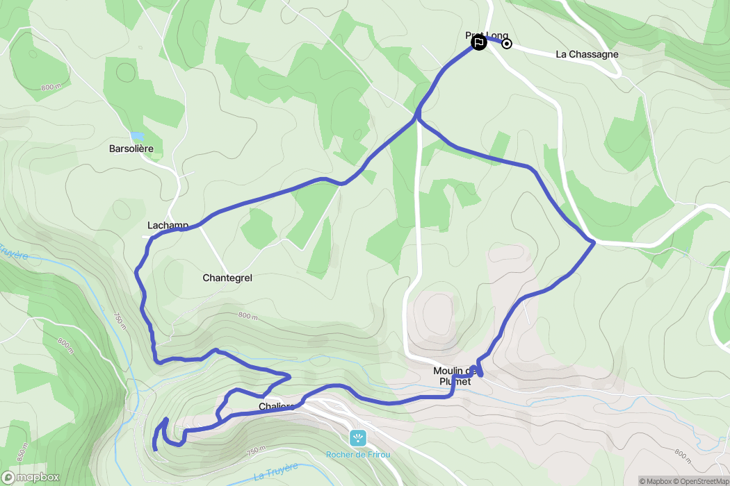 Chaliers : carte du parcours de randonnée - France