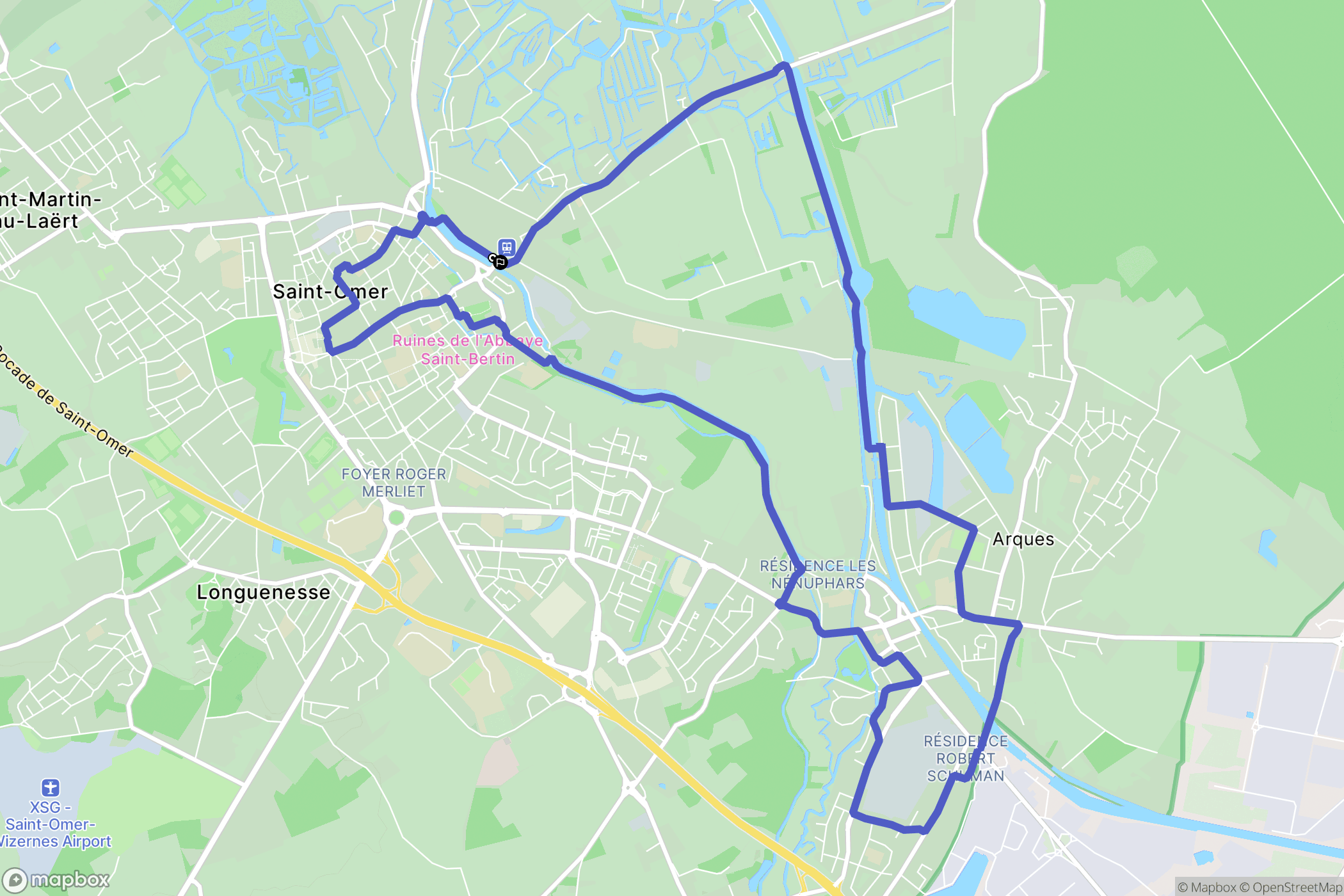 Saint-Omer : carte du parcours de randonnée - France