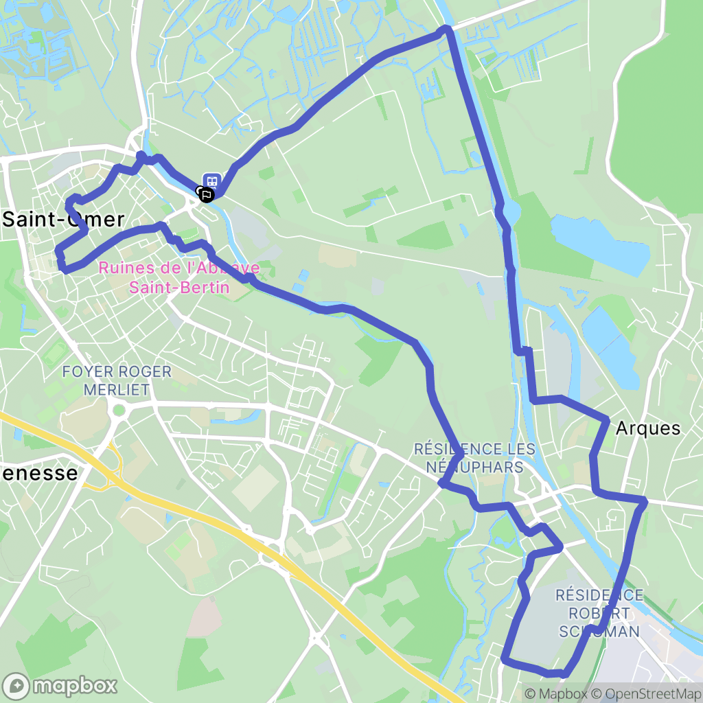 Saint-Omer : carte du parcours de randonnée - France