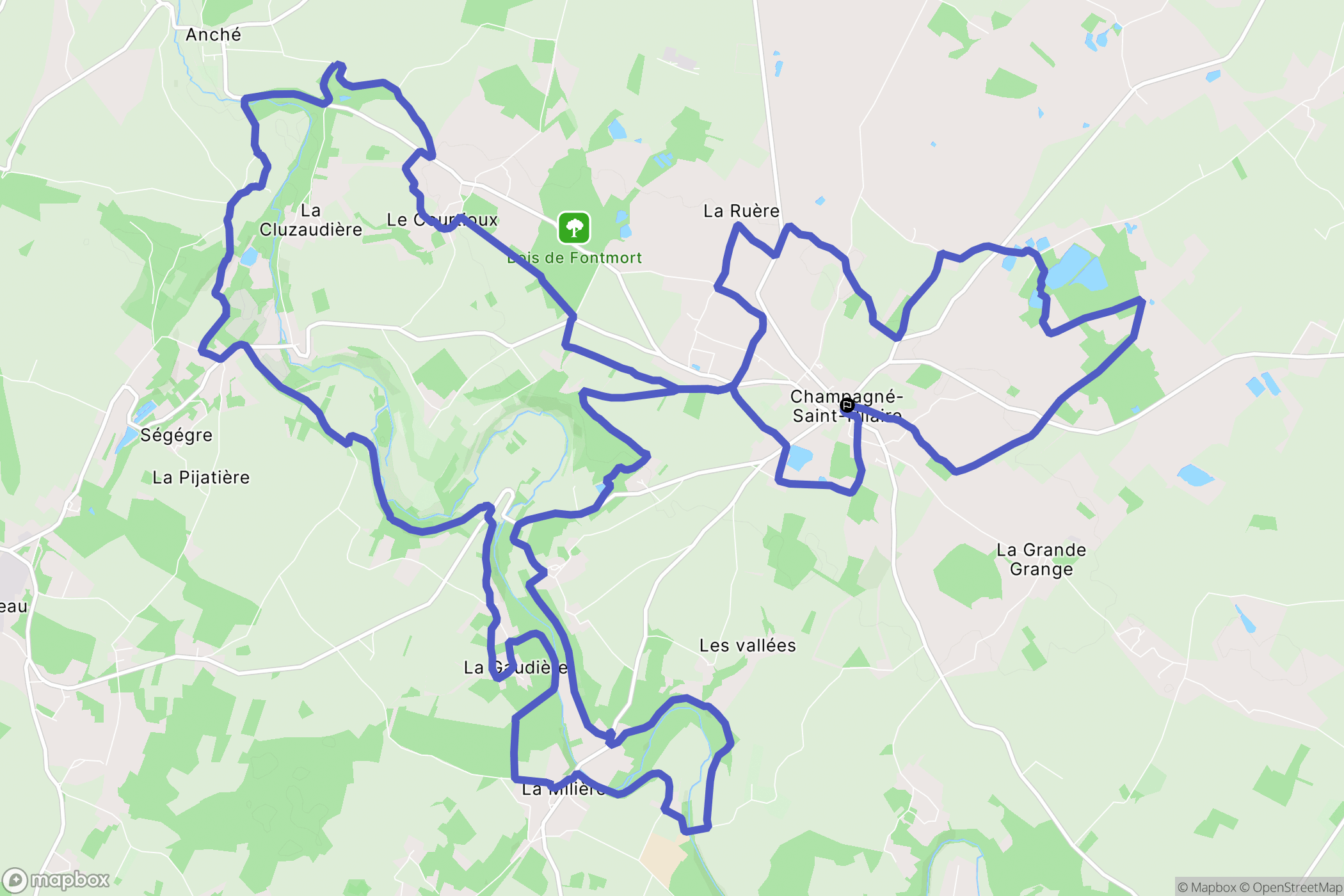 Champagné-Saint-Hilaire : carte du parcours de randonnée - France