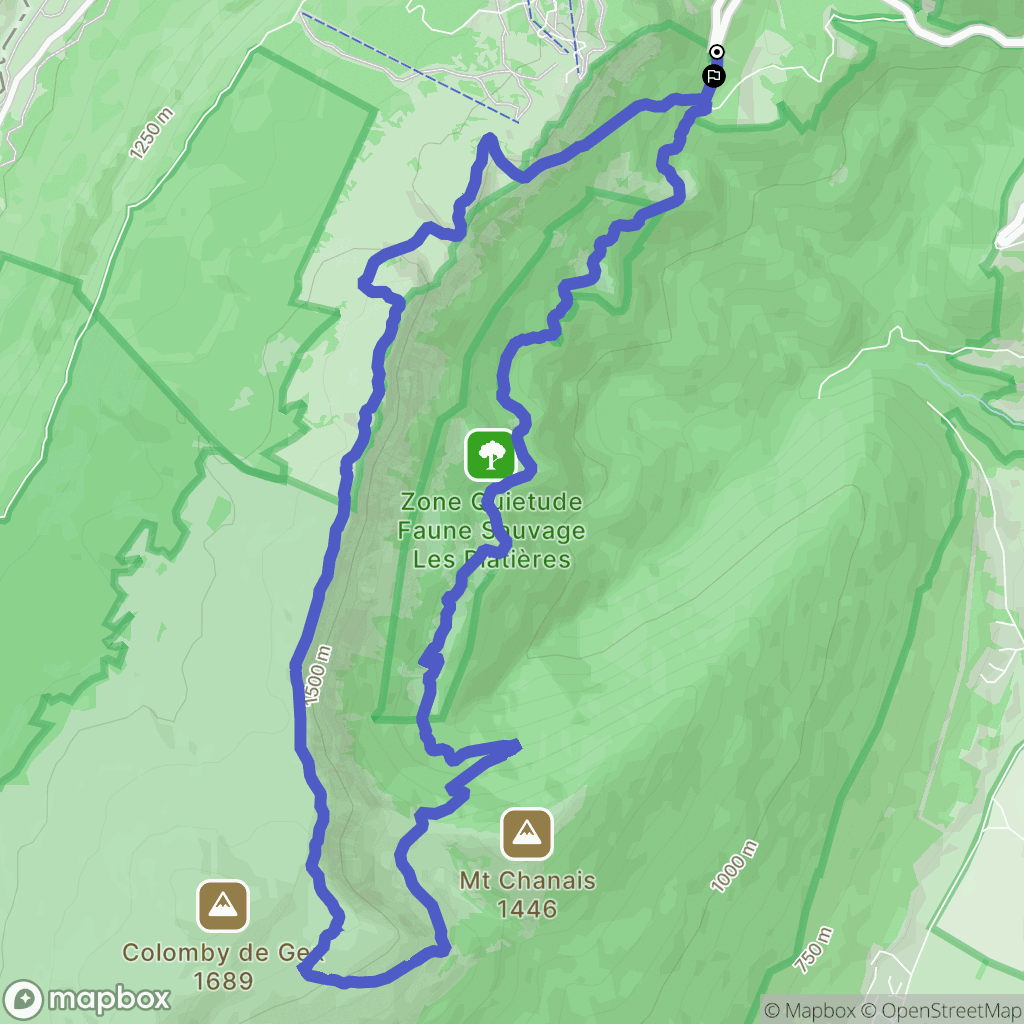 Gex : carte du parcours de randonnée - France