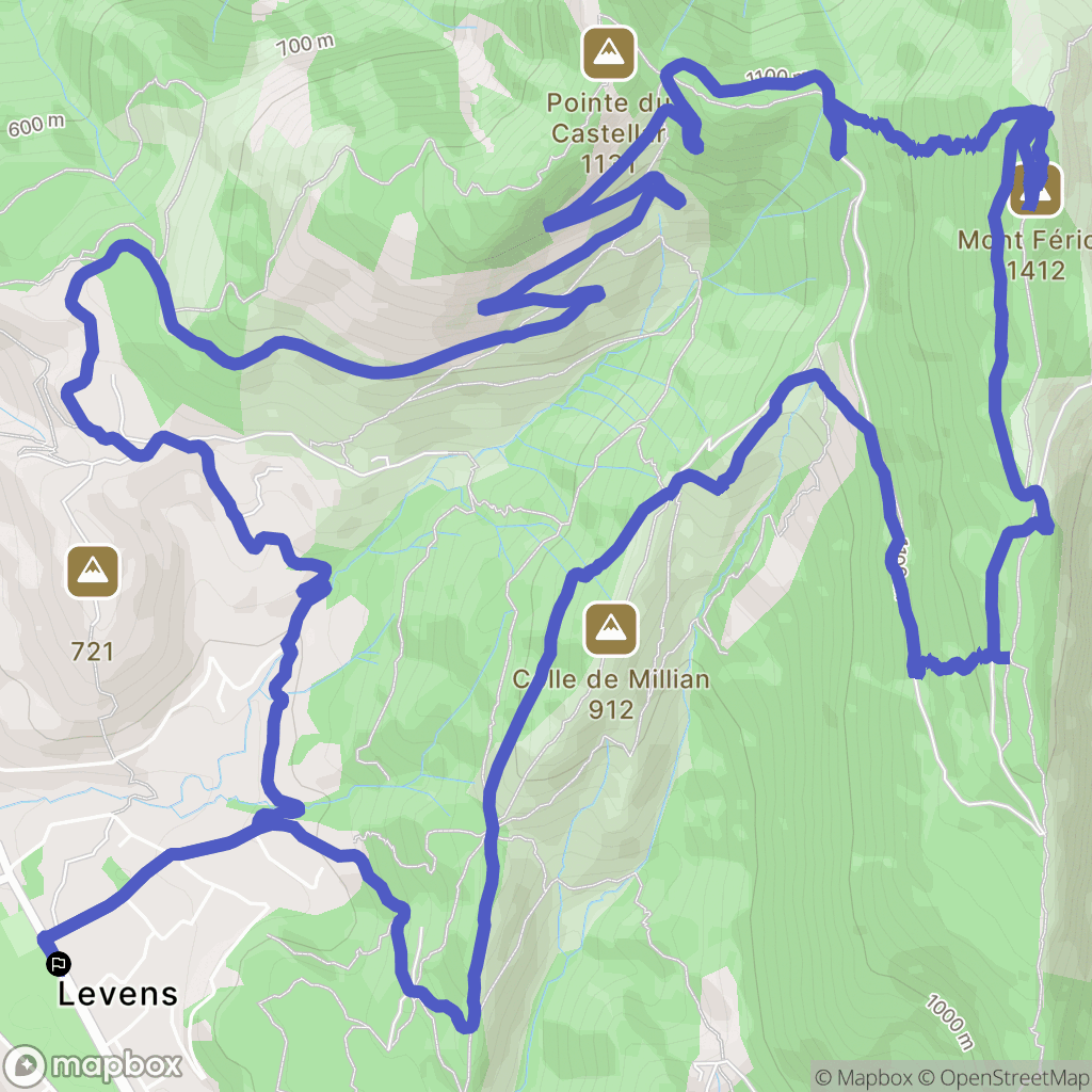 Levens : carte du parcours de randonnée - France
