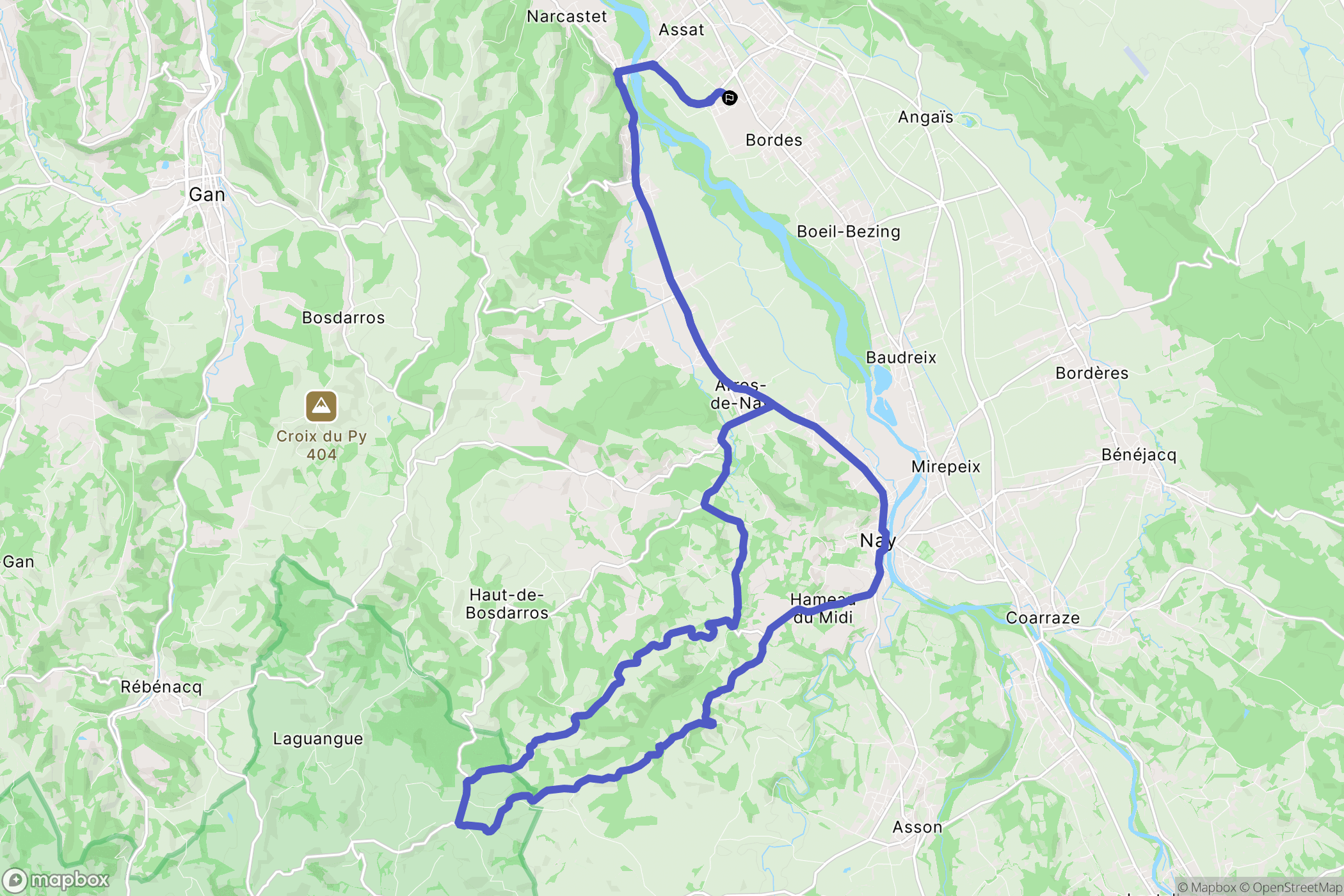 Bordes : carte du parcours de randonnée - France