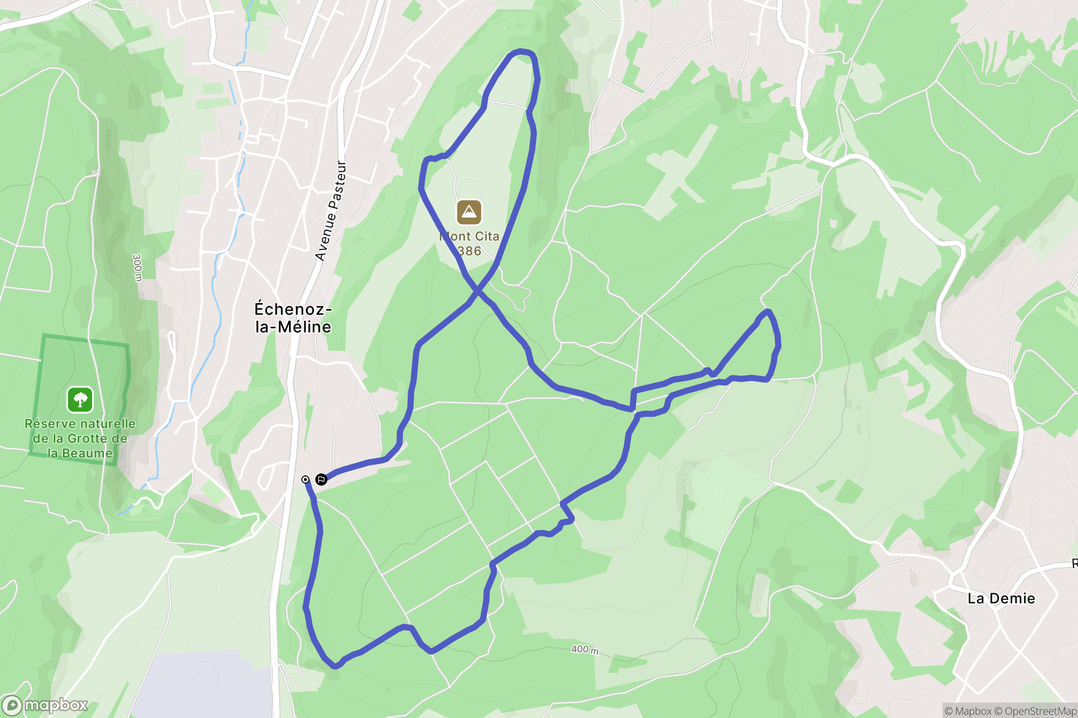 Échenoz-la-Méline : carte du parcours de randonnée - France