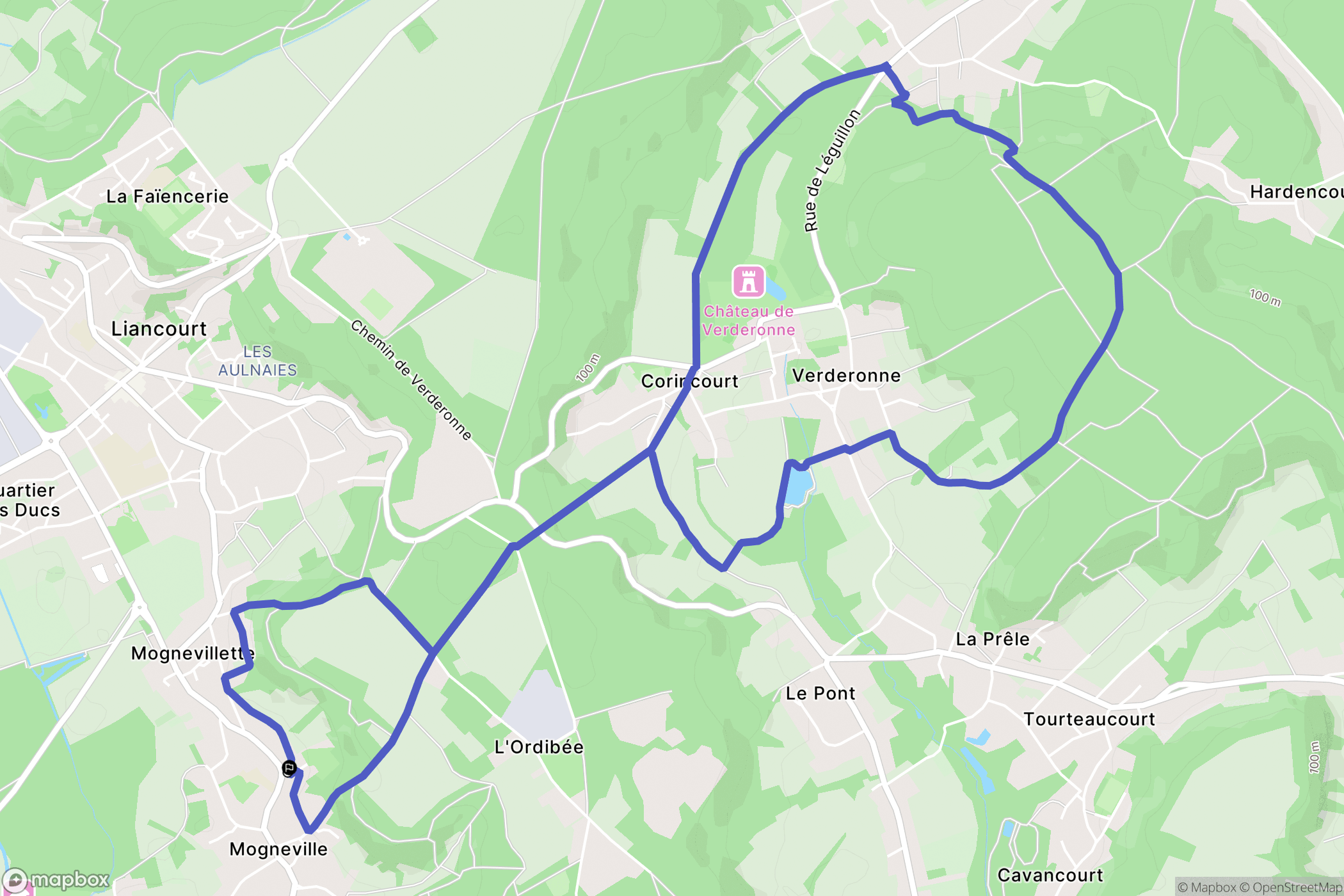 Mogneville : carte du parcours de randonnée - France