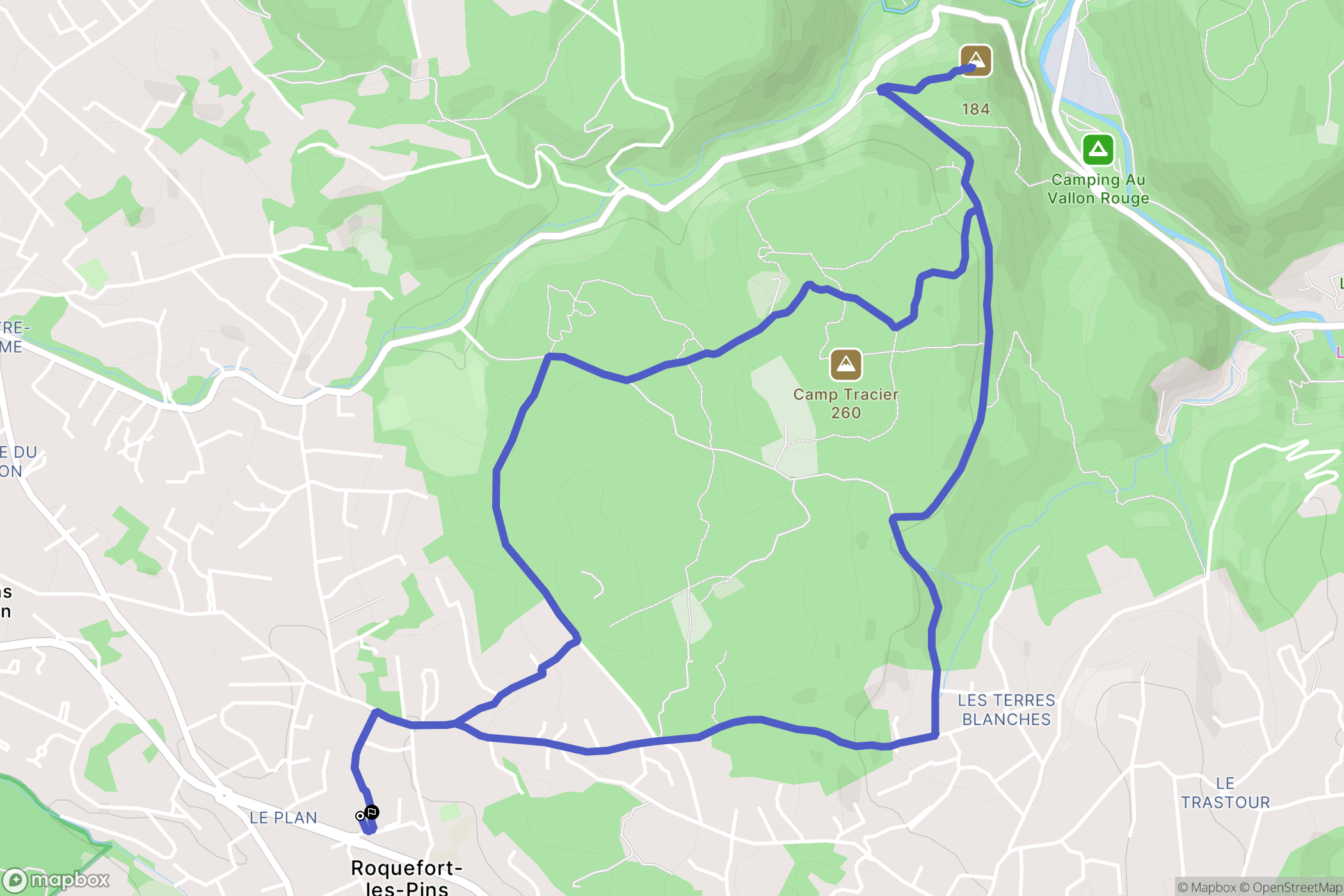 Roquefort-les-Pins : carte du parcours de randonnée - France
