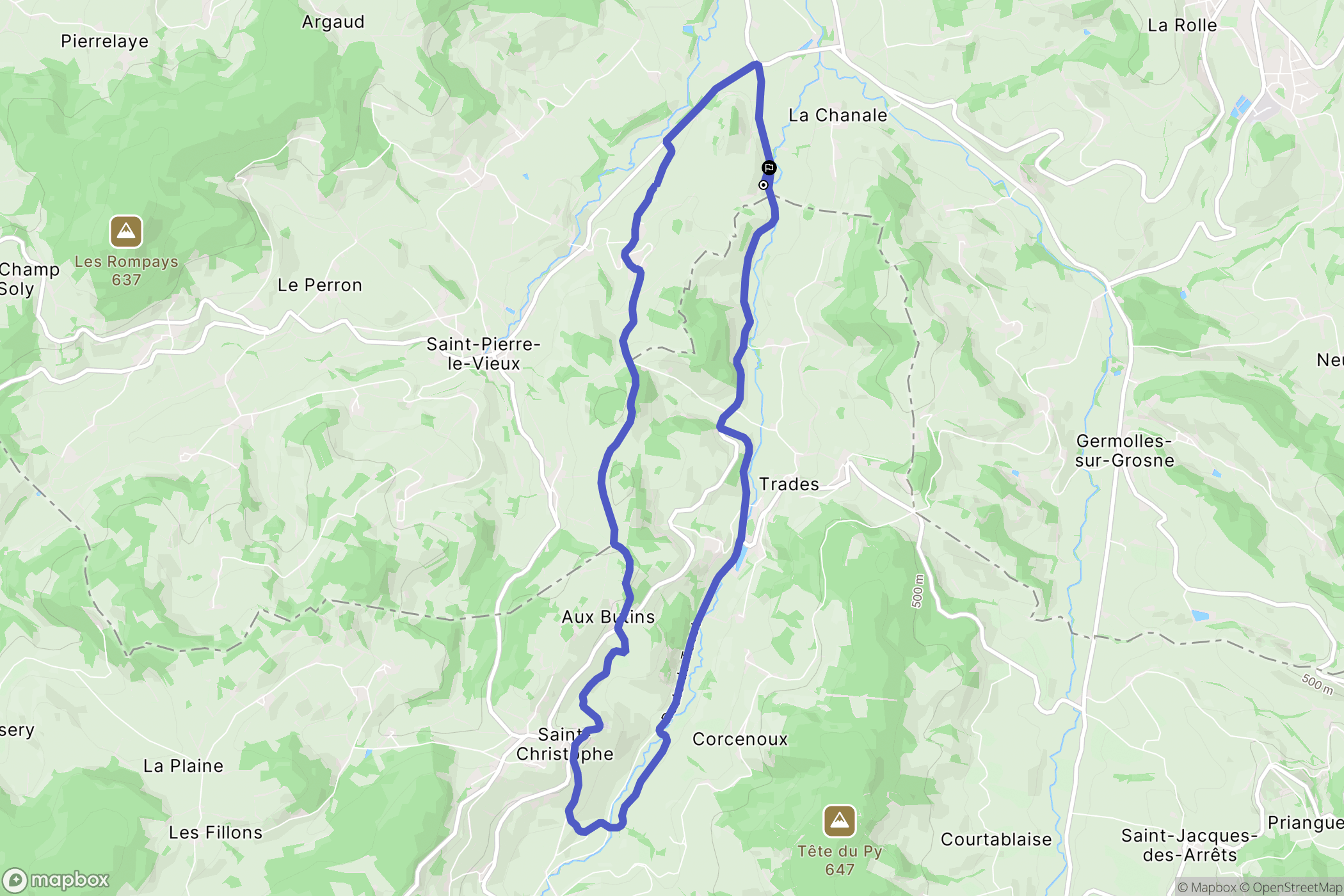 Saint-Léger-sous-la-Bussière : carte du parcours de randonnée - France