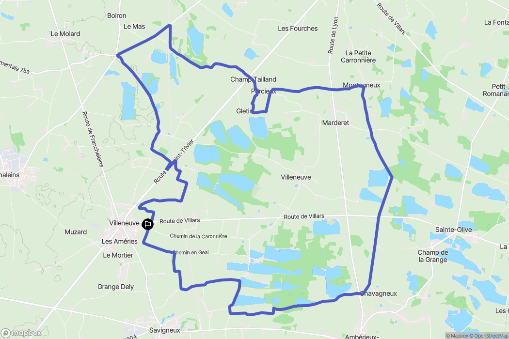 Villeneuve : carte du parcours de randonnée - France