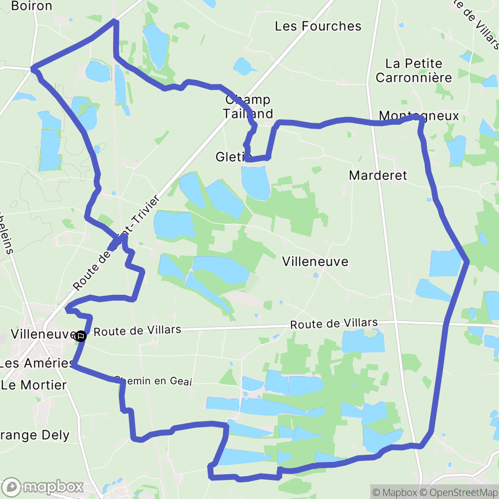 Villeneuve : carte du parcours de randonnée - France