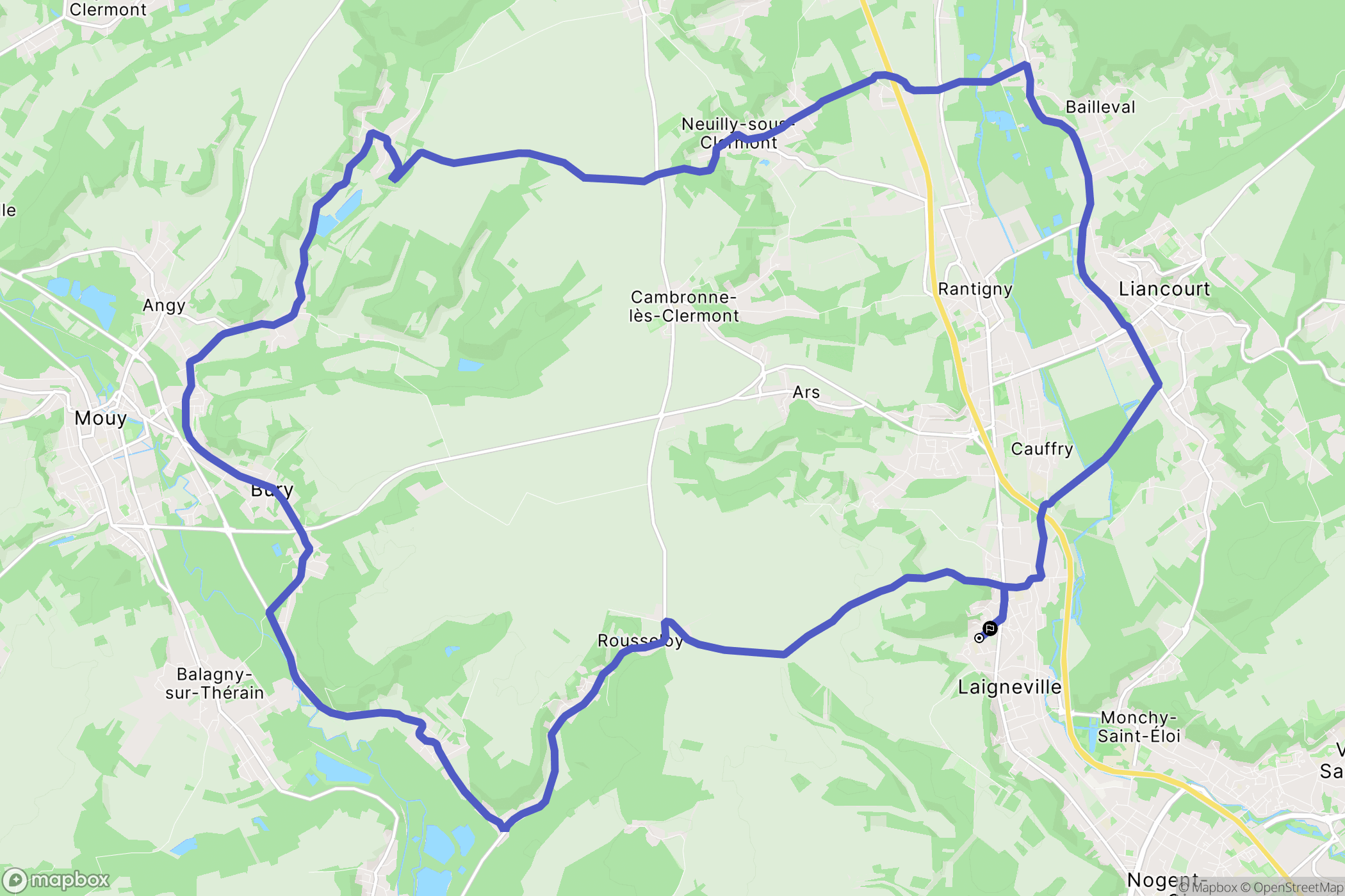 Laigneville : carte du parcours de randonnée - France