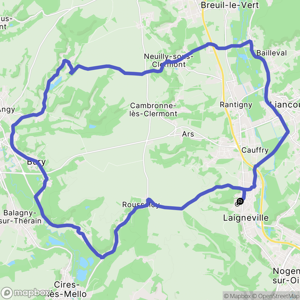 Laigneville : carte du parcours de randonnée - France
