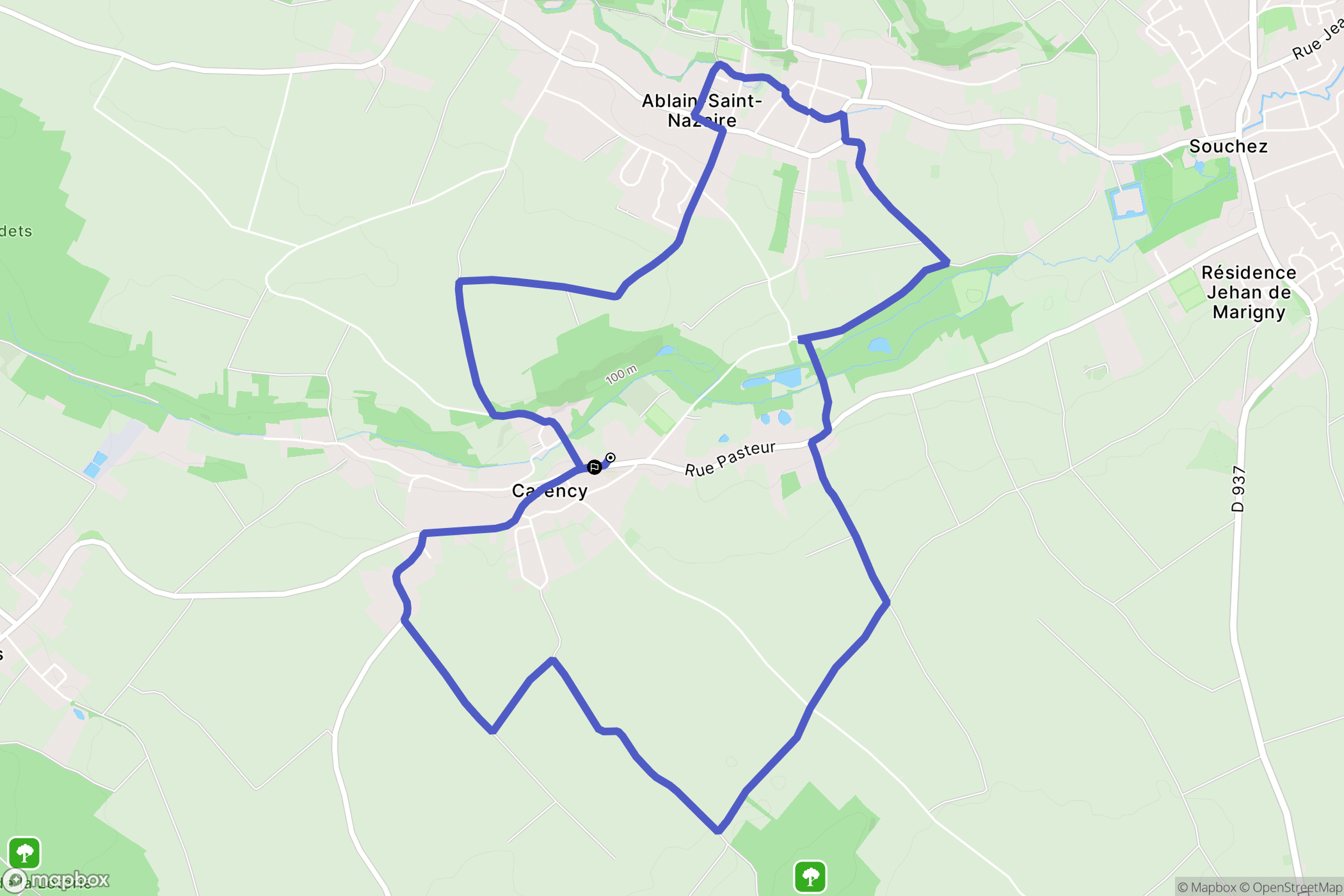 Carency : carte du parcours de randonnée - France