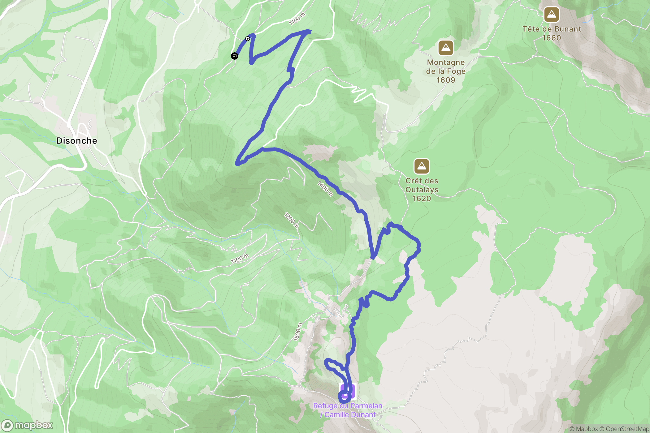 Fillière : carte du parcours de randonnée - France
