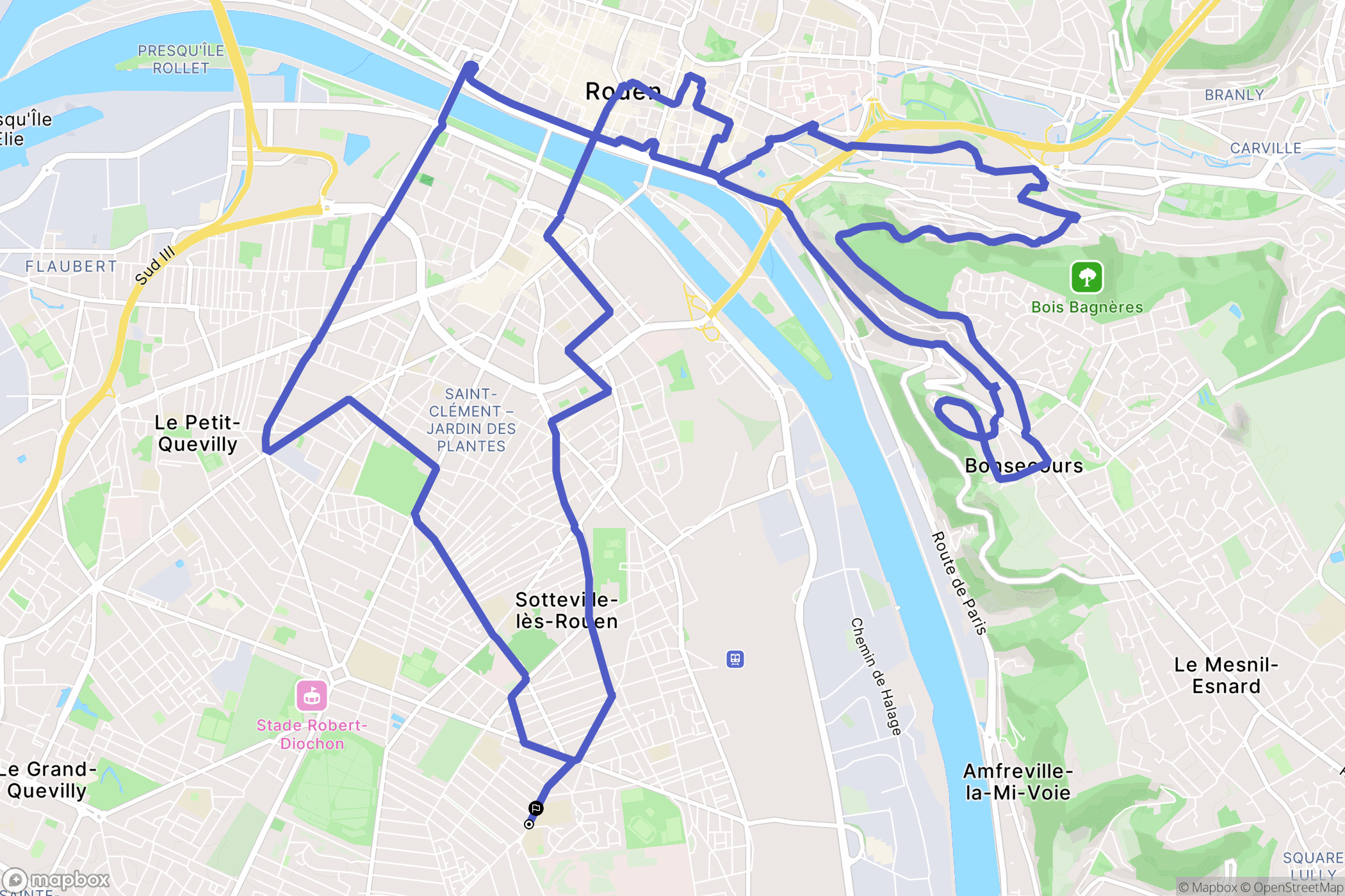 Sotteville-lès-Rouen : carte du parcours de randonnée - France