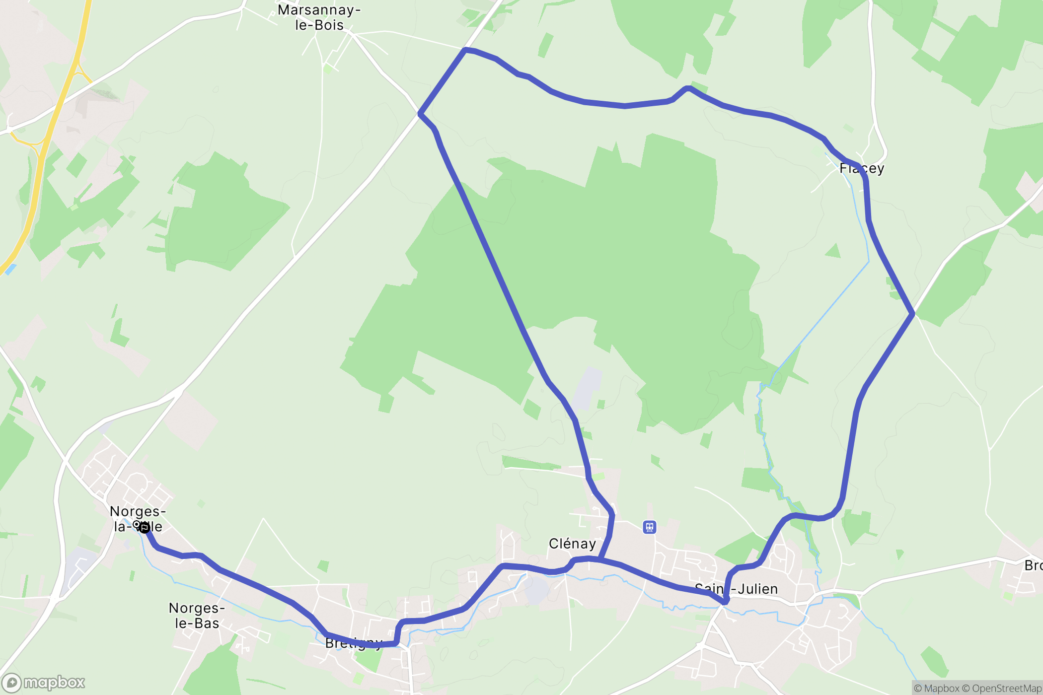 Norges-la-Ville : carte du parcours de randonnée - France