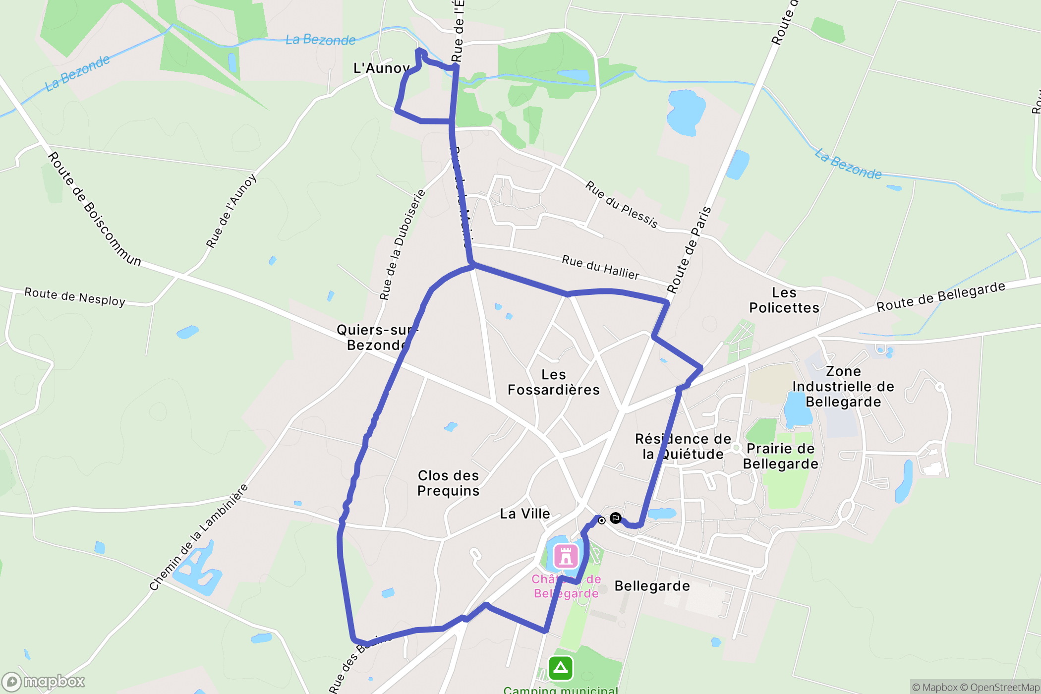 Bellegarde : carte du parcours de randonnée - France