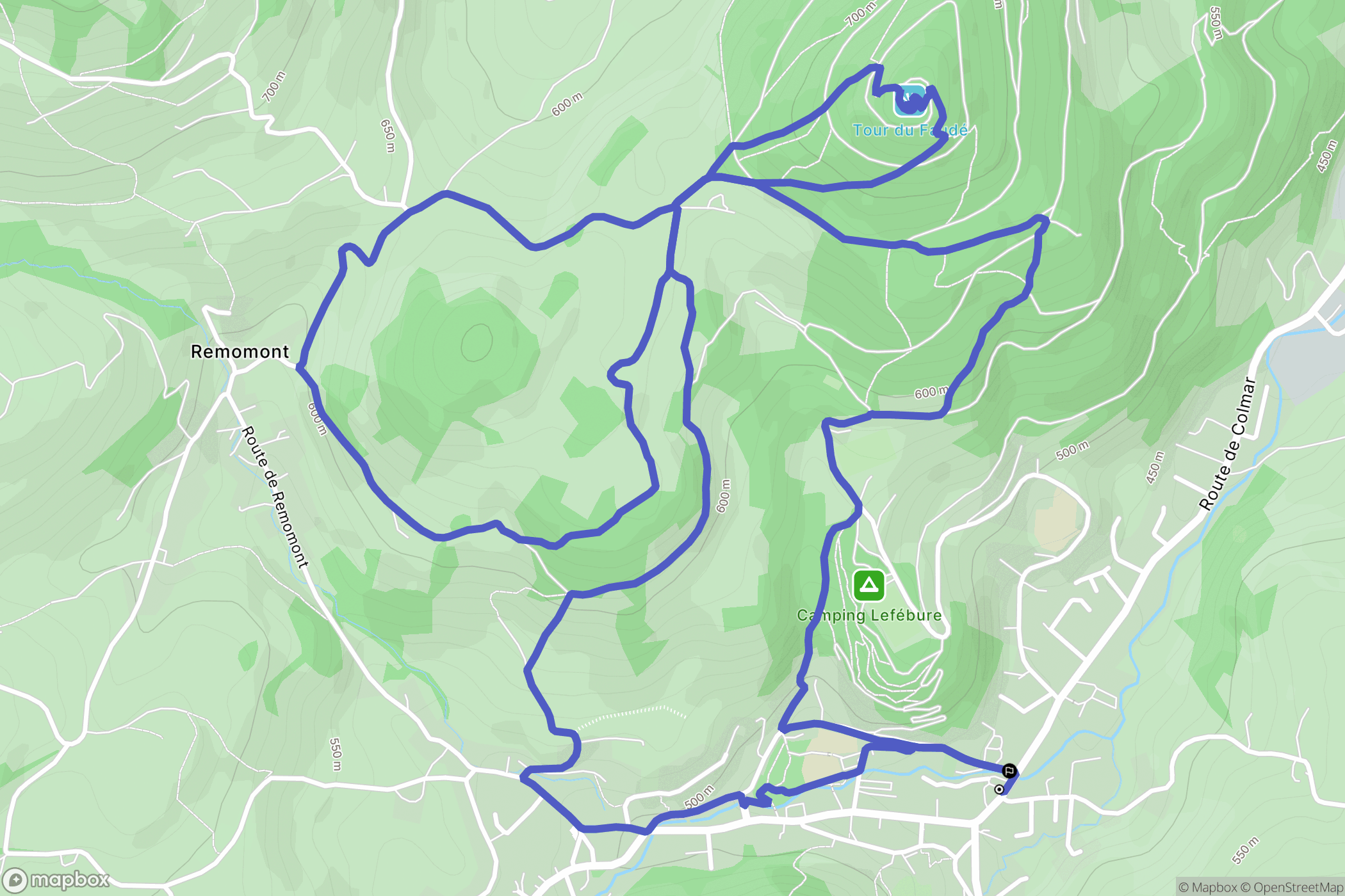 Orbey : carte du parcours de randonnée - France