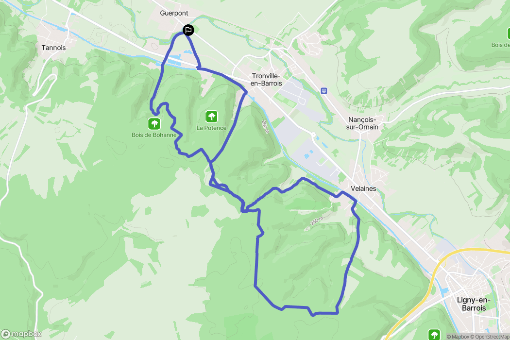 Guerpont : carte du parcours de randonnée - France