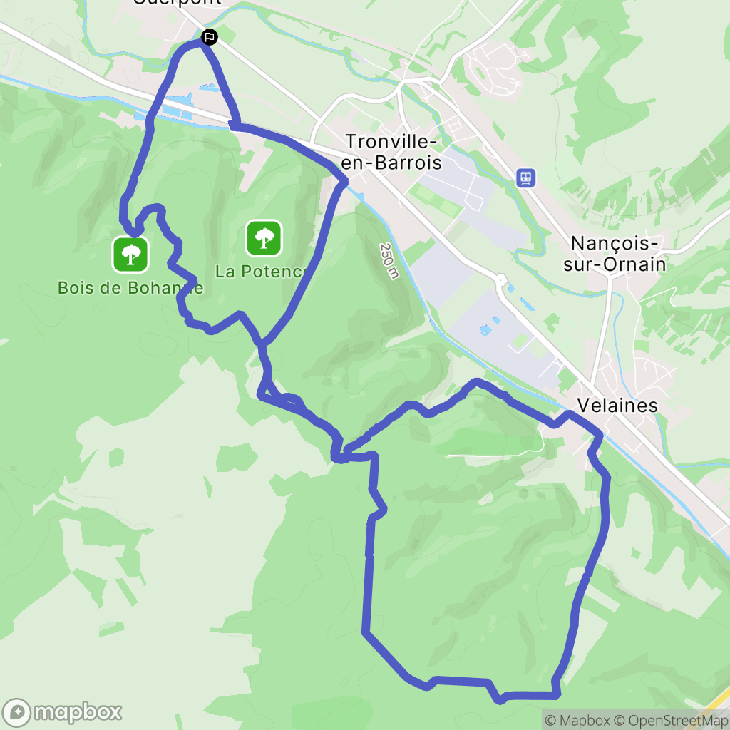 Guerpont : carte du parcours de randonnée - France