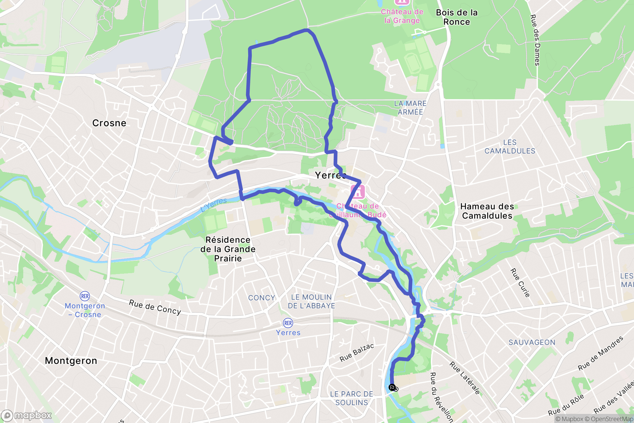 Brunoy : carte du parcours de randonnée - France