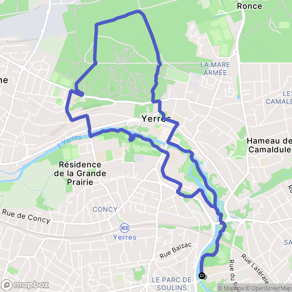Brunoy : carte du parcours de randonnée - France