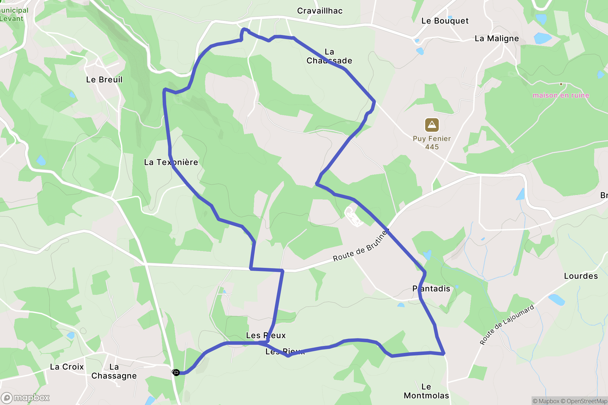 Saint-Priest-Taurion : carte du parcours de randonnée - France