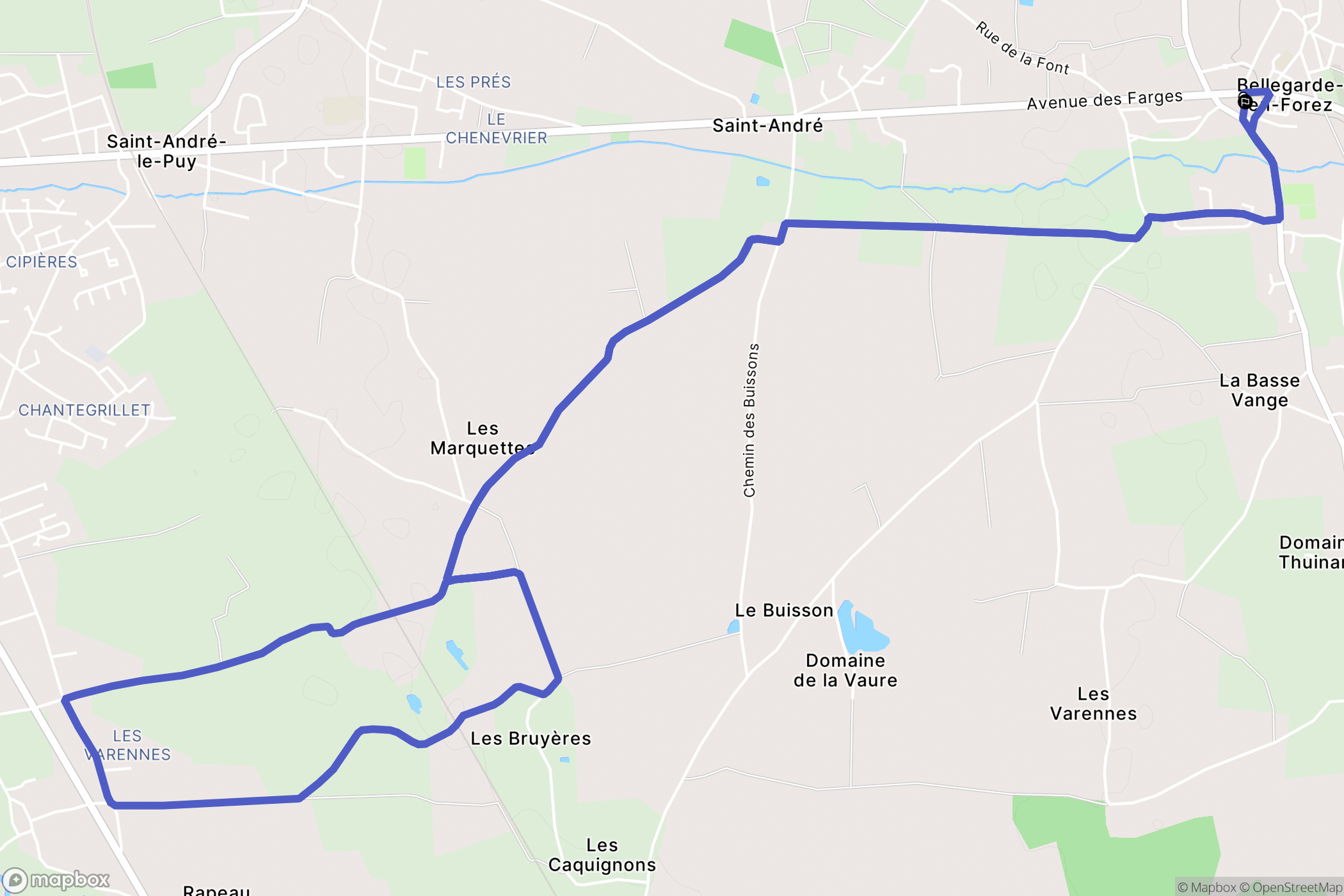 Bellegarde-en-Forez : carte du parcours de randonnée - France