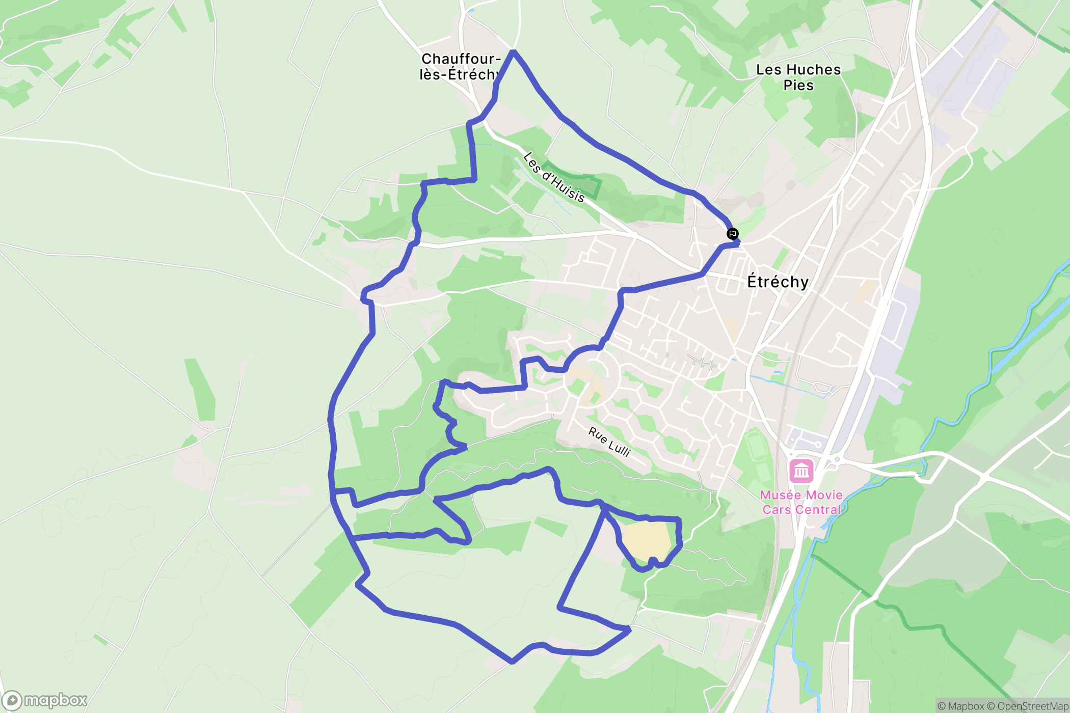 Étréchy : carte du parcours de randonnée - France
