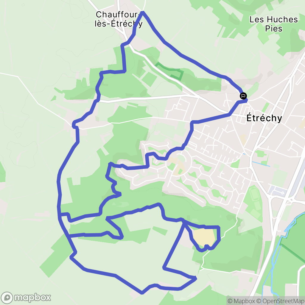 Étréchy : carte du parcours de randonnée - France