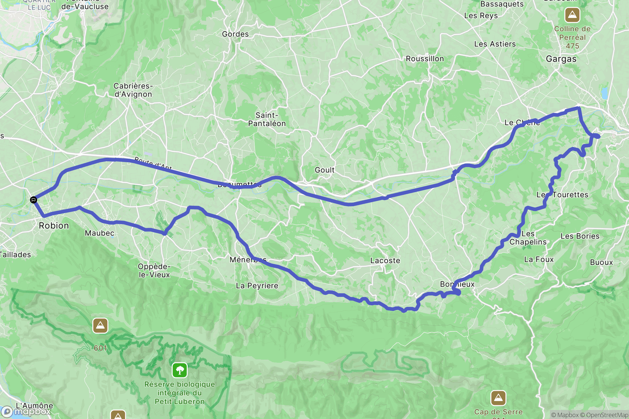 Robion : carte du parcours de randonnée - France