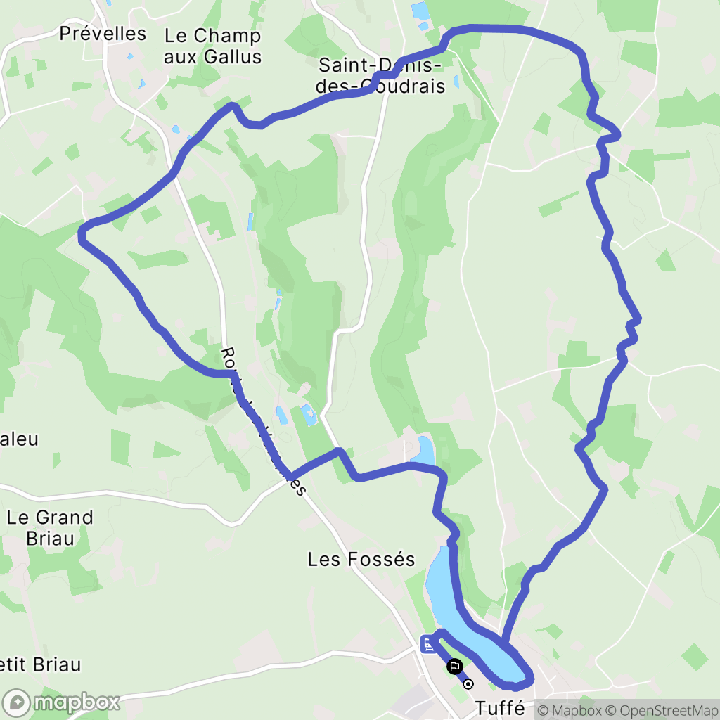 Tuffé-Val-de-la-Chéronne : carte du parcours de randonnée - France