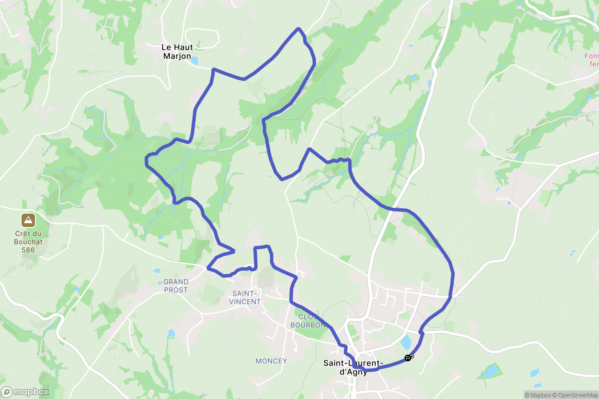 Saint-Laurent-d'Agny : carte du parcours de randonnée - France