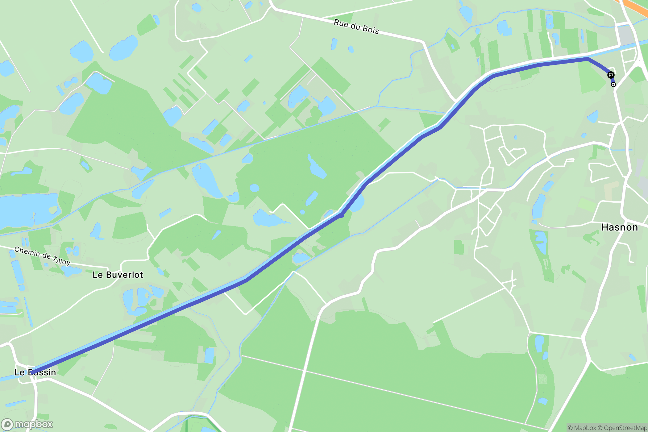 Hasnon : carte du parcours de randonnée - France