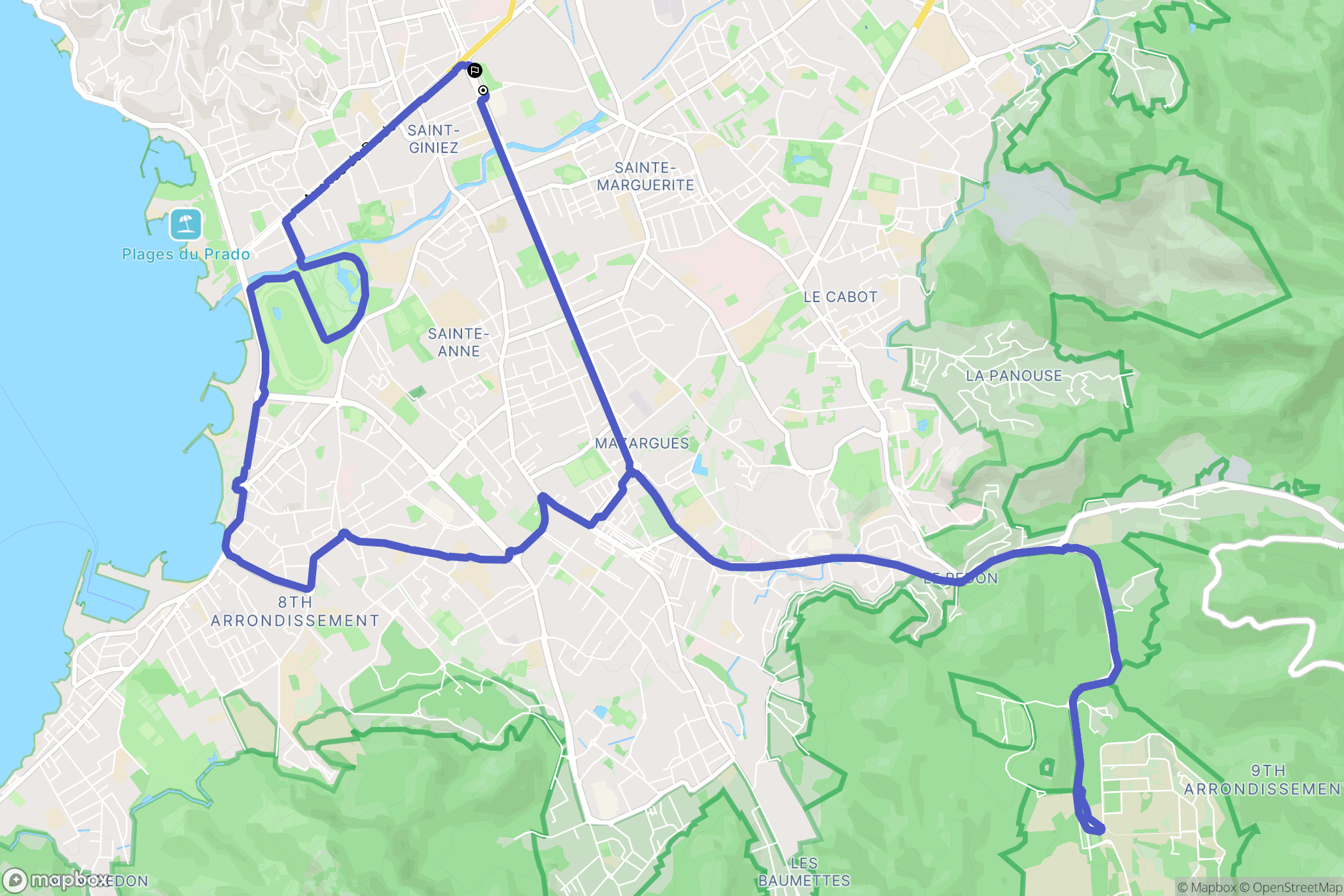 Marseille : carte du parcours de randonnée - France