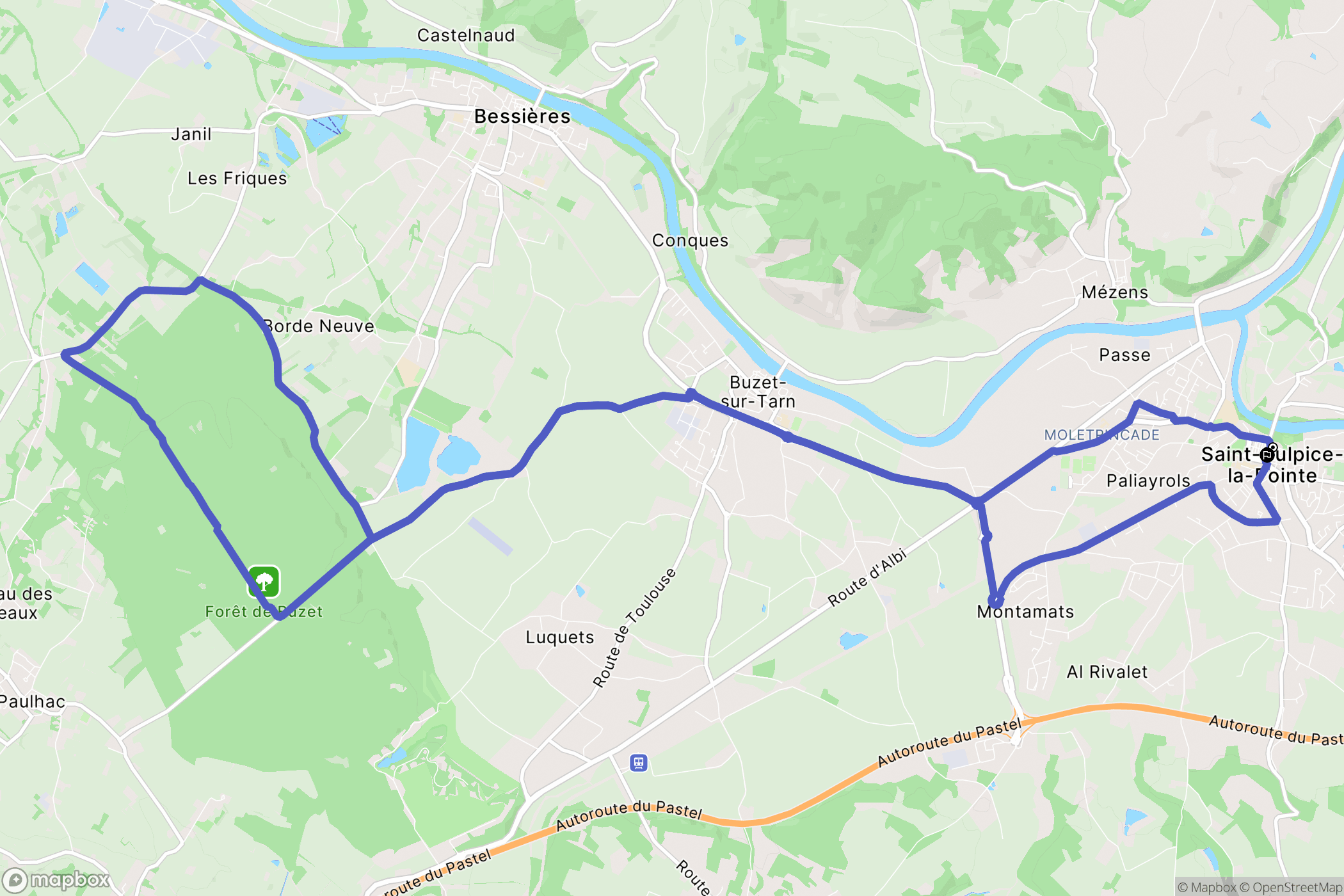 Rabastens : carte du parcours de randonnée - France