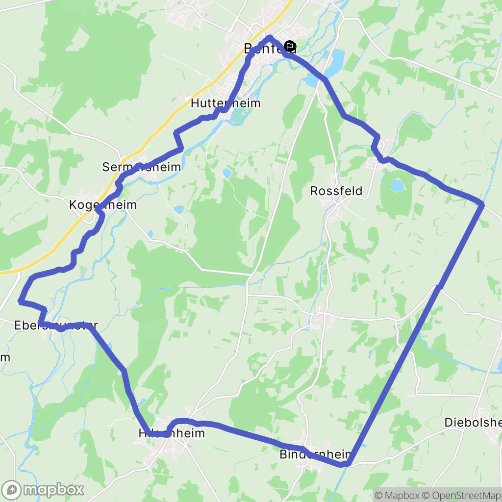 Benfeld : carte du parcours de randonnée - France